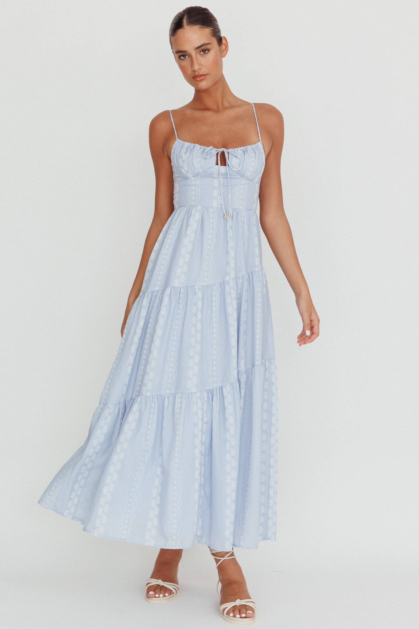 Doe Tied Bust Maxi Dress Blue by Selfie Leslie Australia