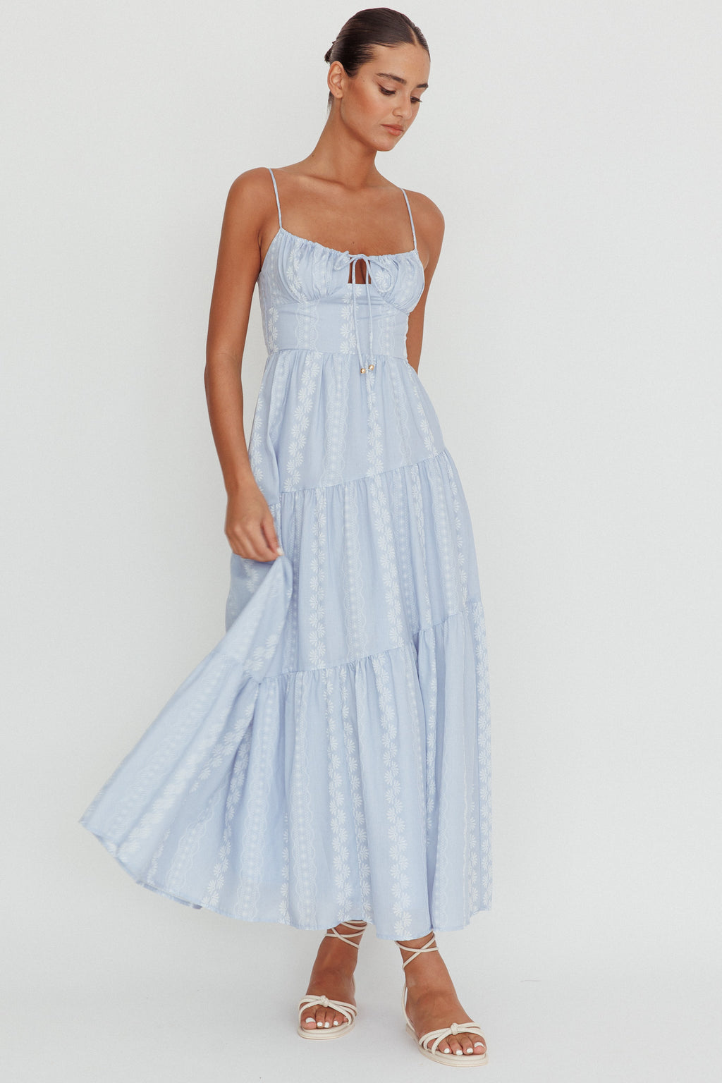 Doe Tied Bust Maxi Dress Blue by Selfie Leslie Australia