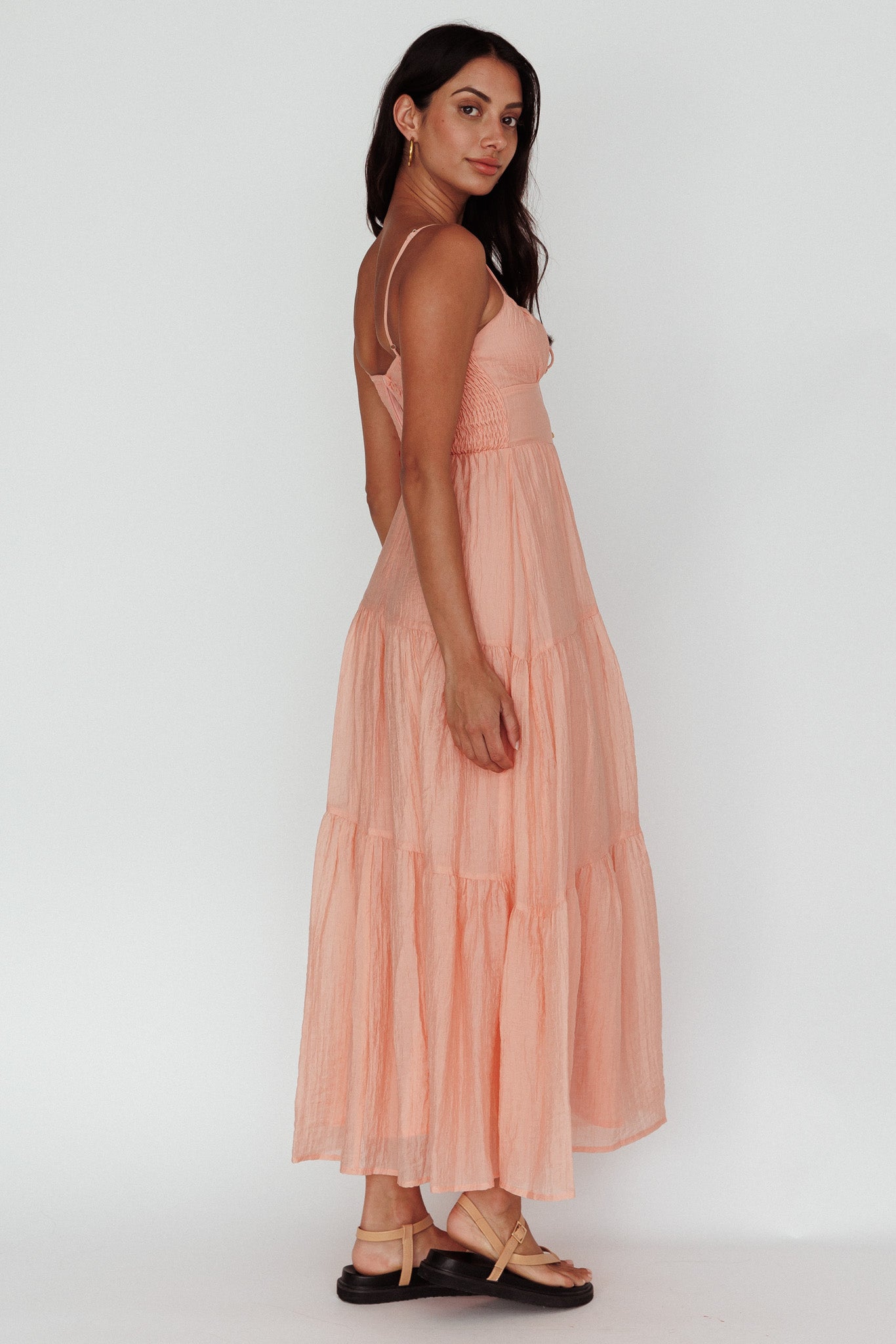 Doe Tie Bust Maxi Dress Apricot by Selfie Leslie Australia