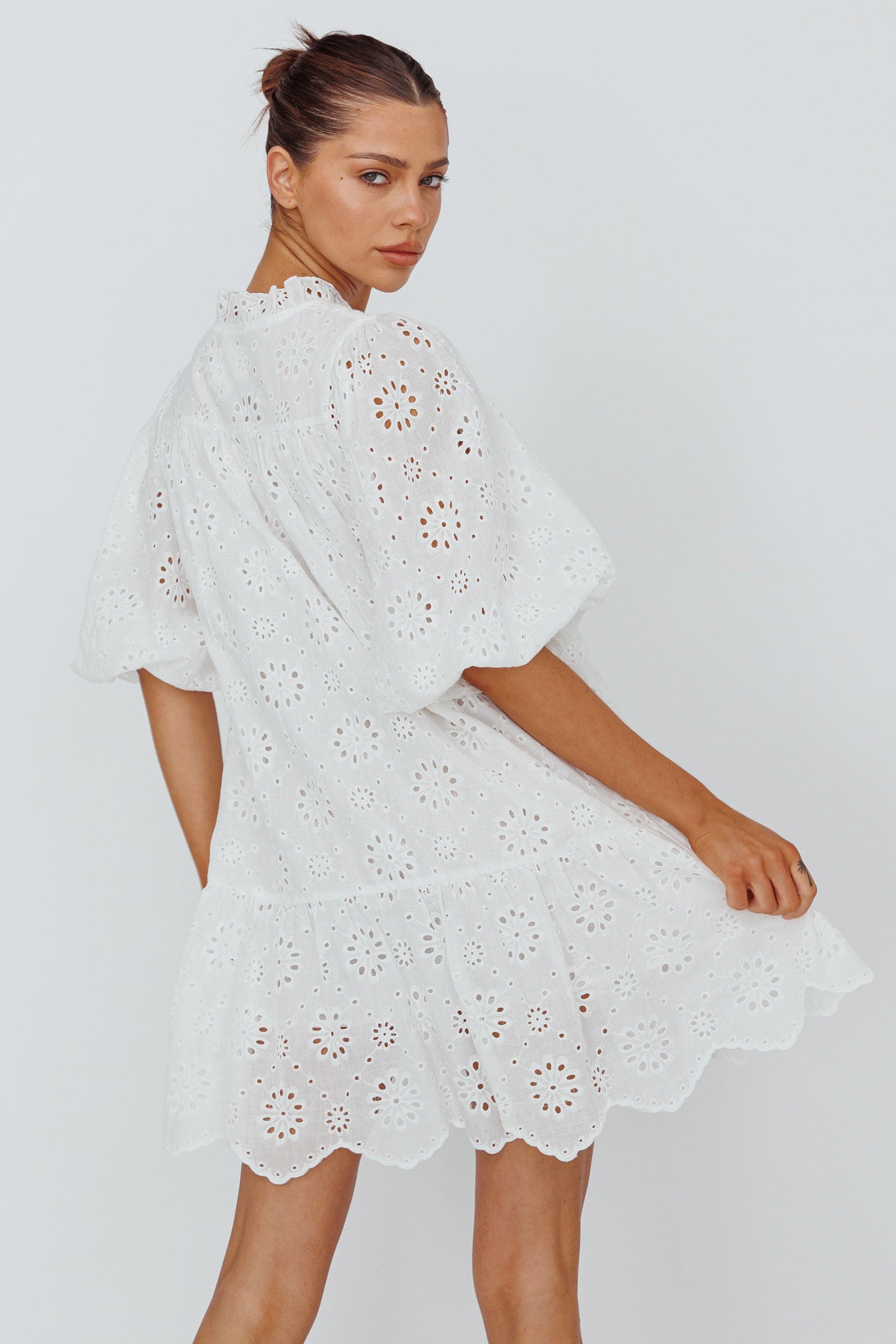 She's A Gem Eyelet Shift Dress White by Selfie Leslie Australia