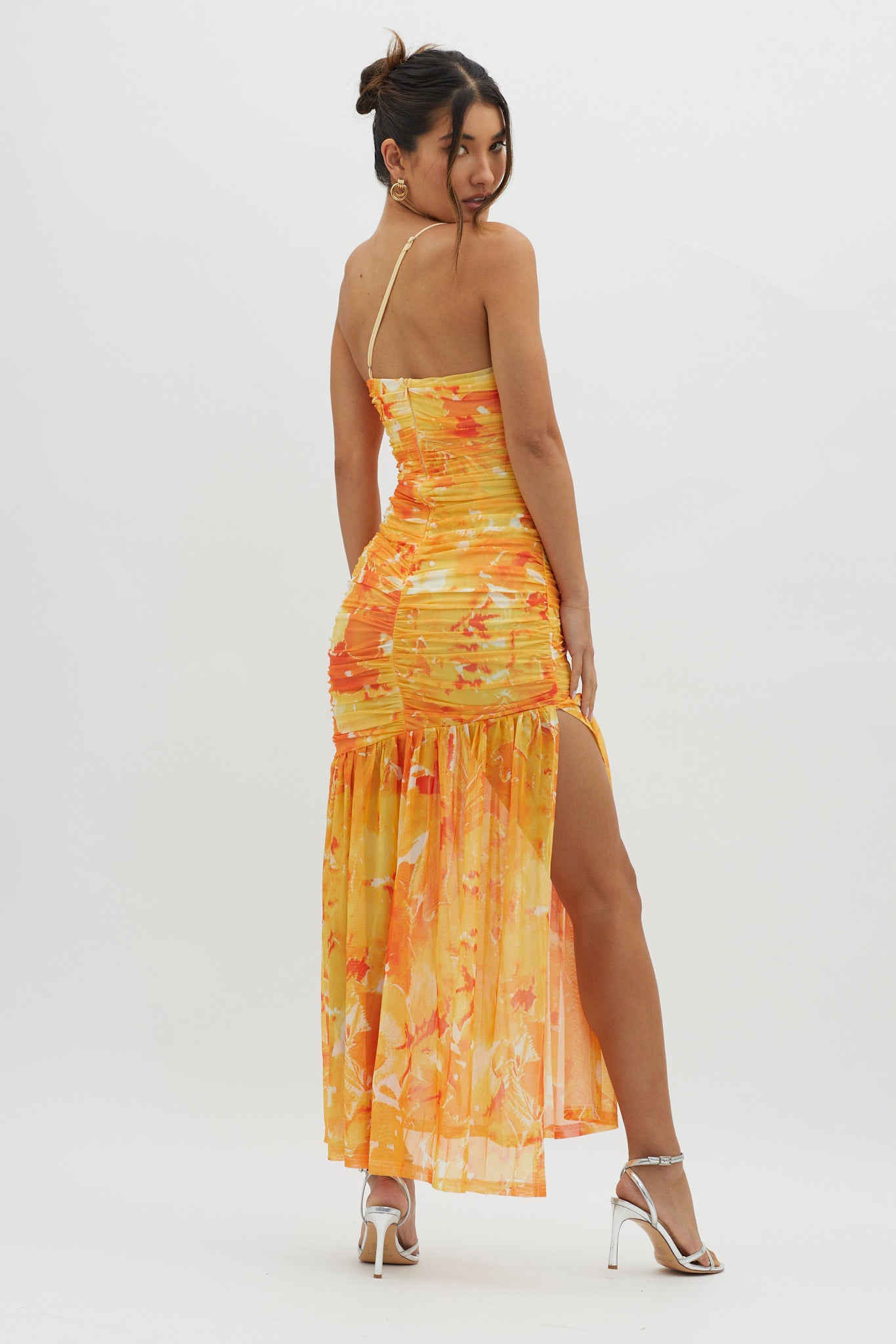 Golden Sun One-Shoulder Ruched Maxi Dress Yellow by Selfie Leslie Australia