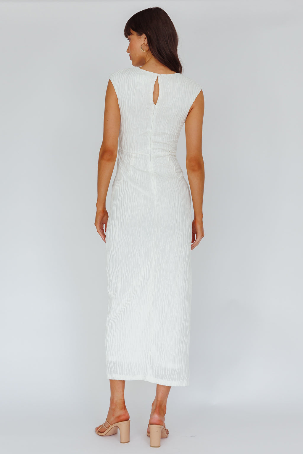 Like A Movie Cap Sleeve Midi Dress Cream by Selfie Leslie Australia