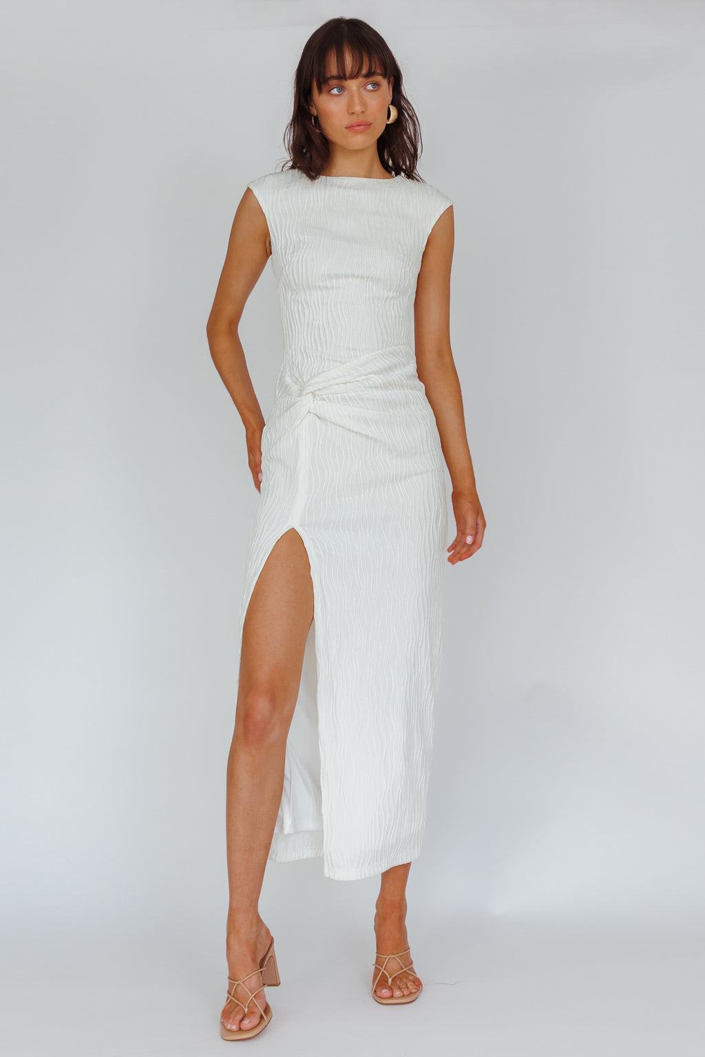 Like A Movie Cap Sleeve Midi Dress Cream by Selfie Leslie Australia