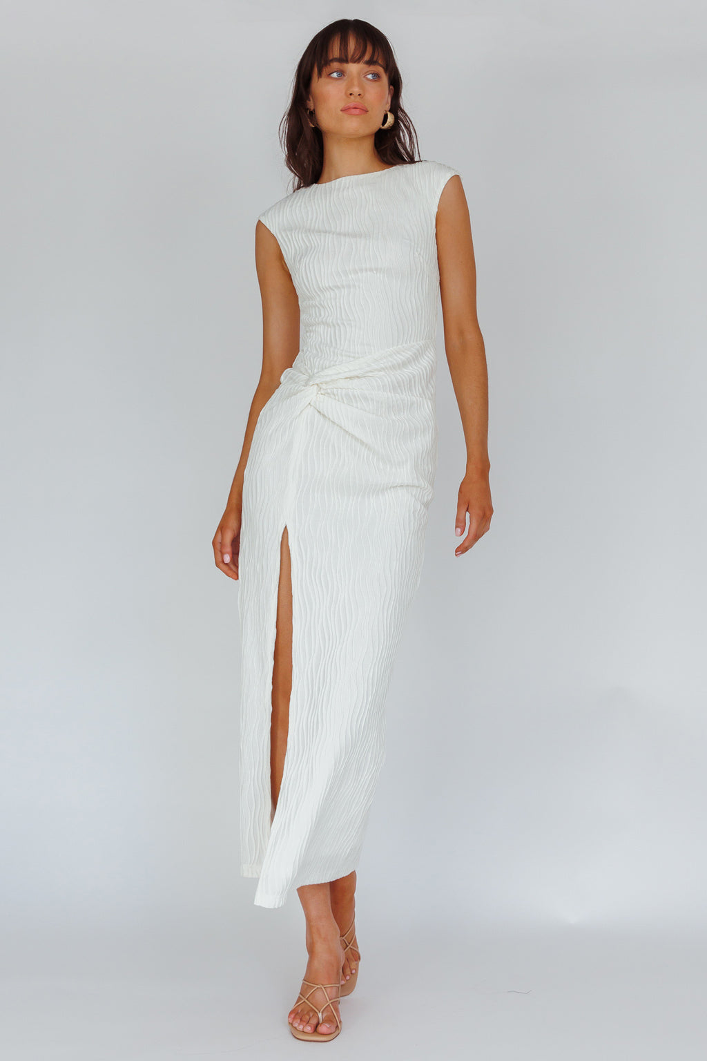 Like A Movie Cap Sleeve Midi Dress Cream by Selfie Leslie Australia