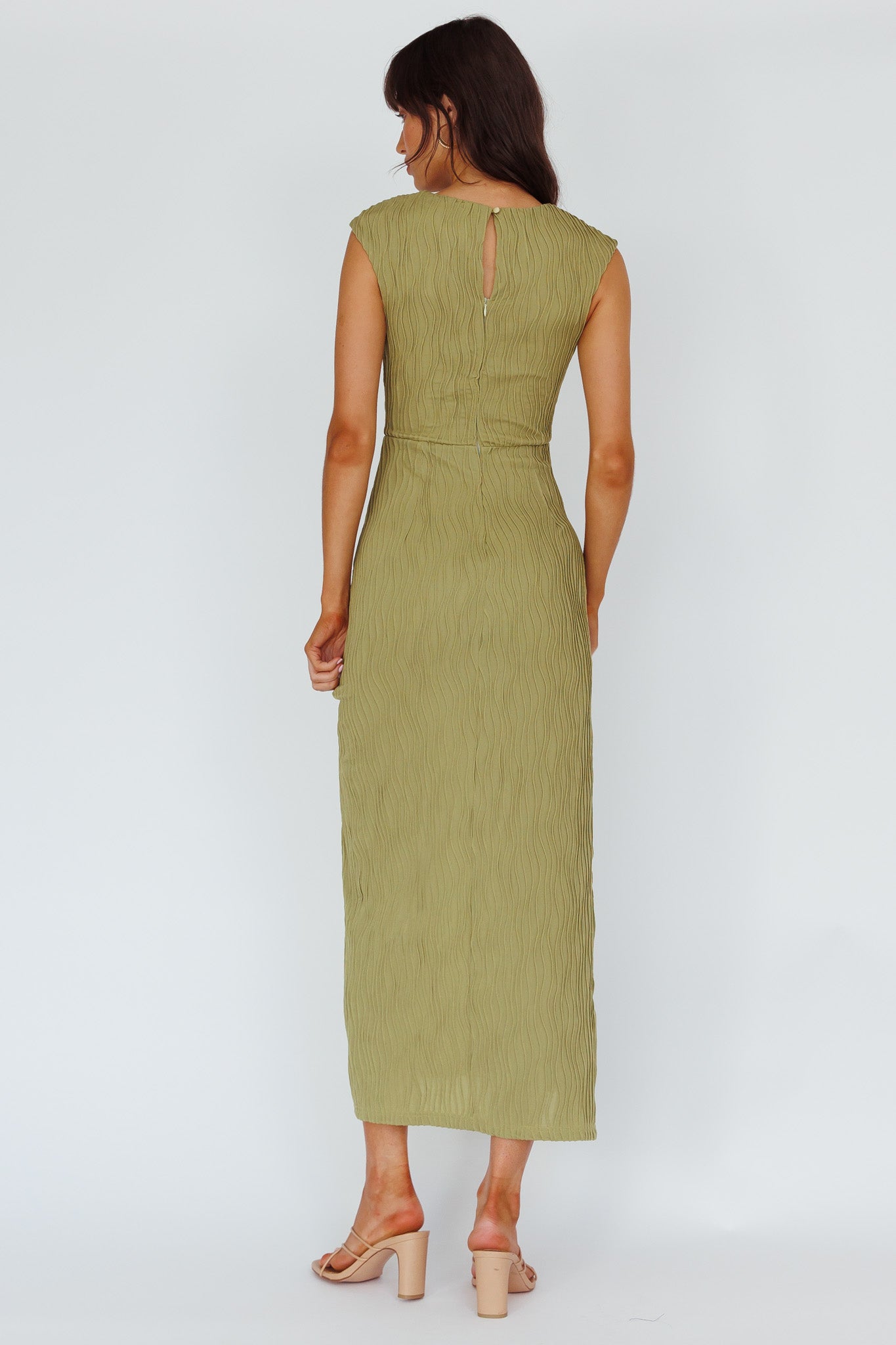 Like A Movie Cap Sleeve Midi Dress Olive by Selfie Leslie Australia