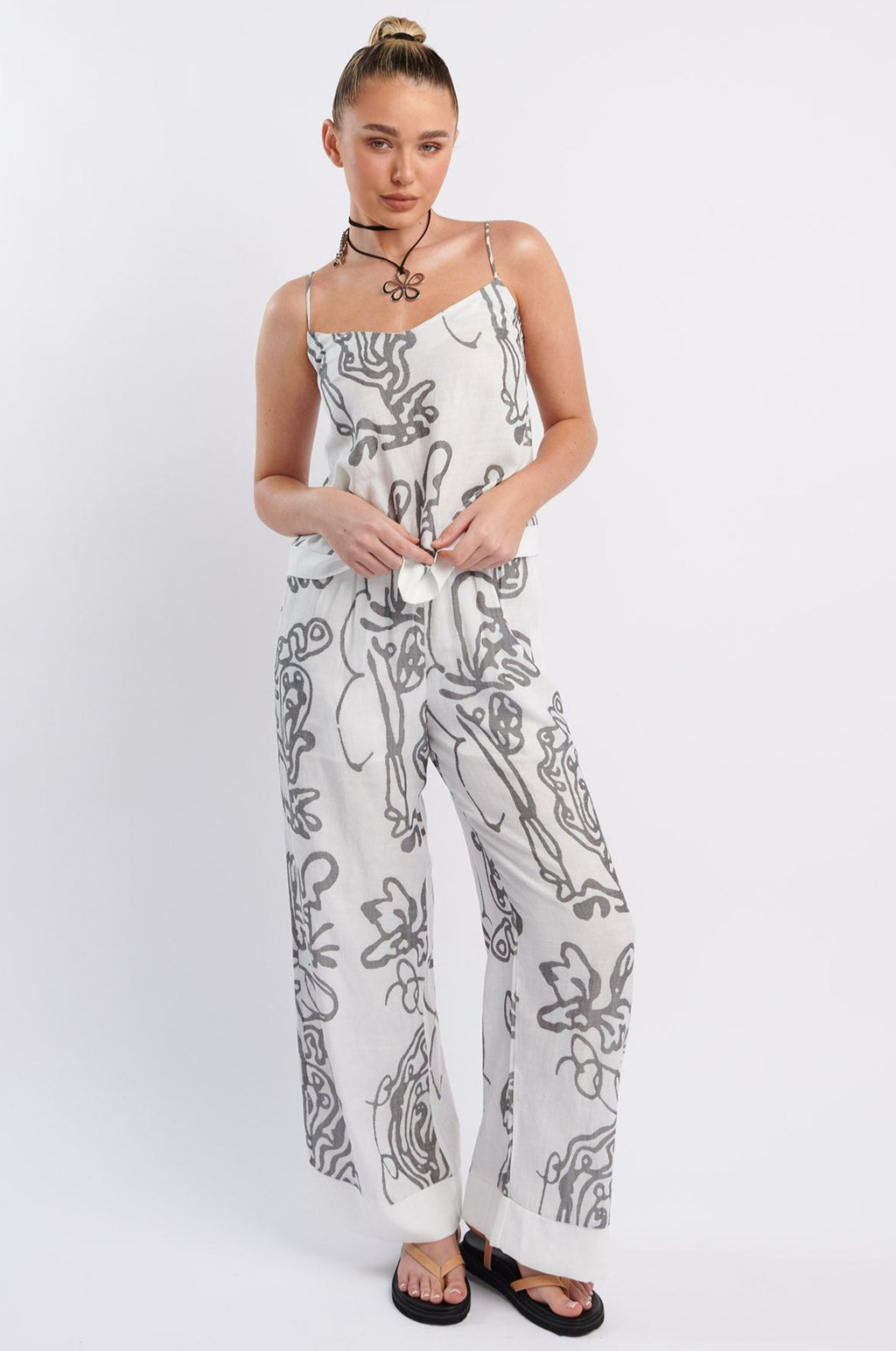 Oceania Long Pants Print White by Selfie Leslie Australia