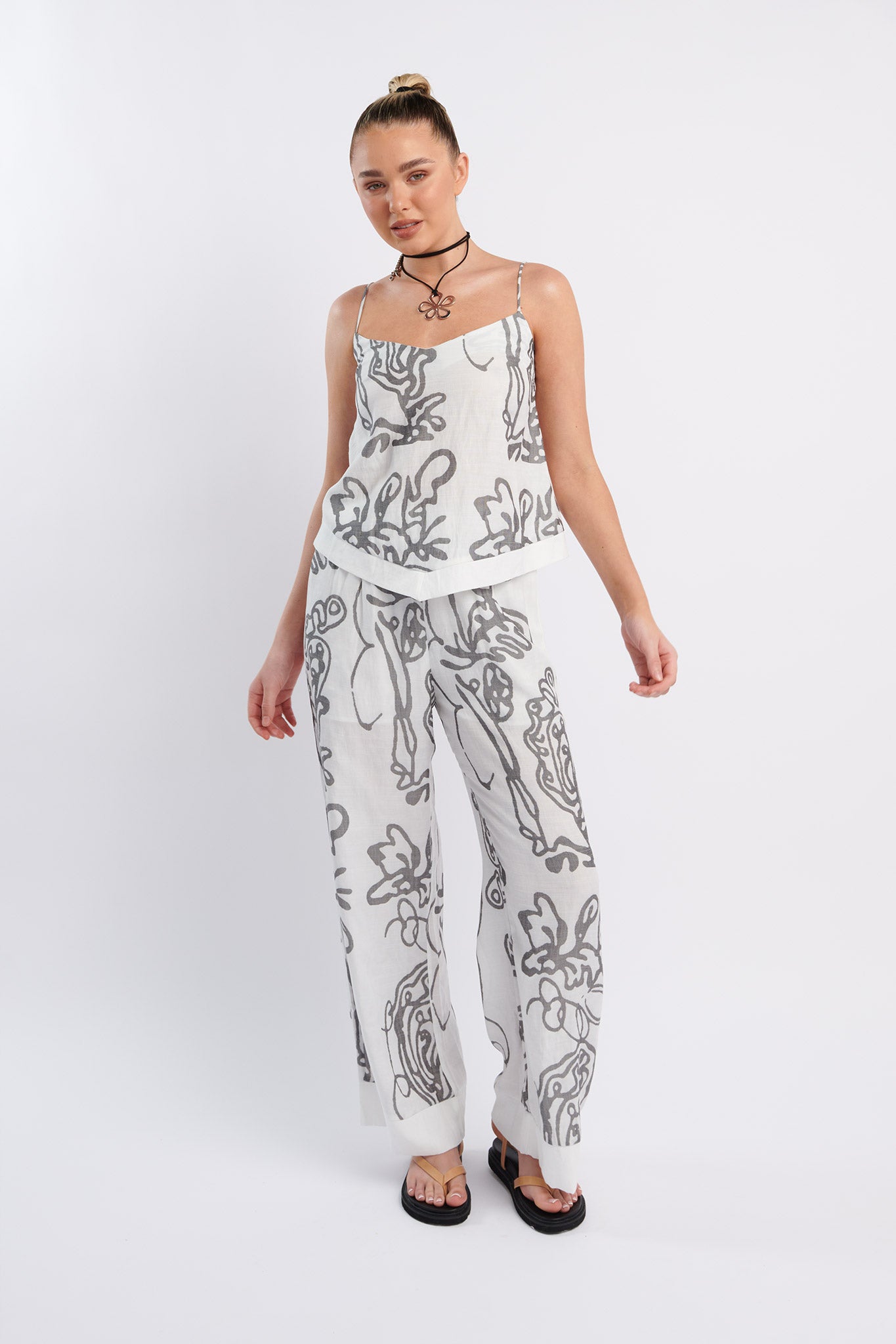 Oceania Long Pants Print White by Selfie Leslie Australia