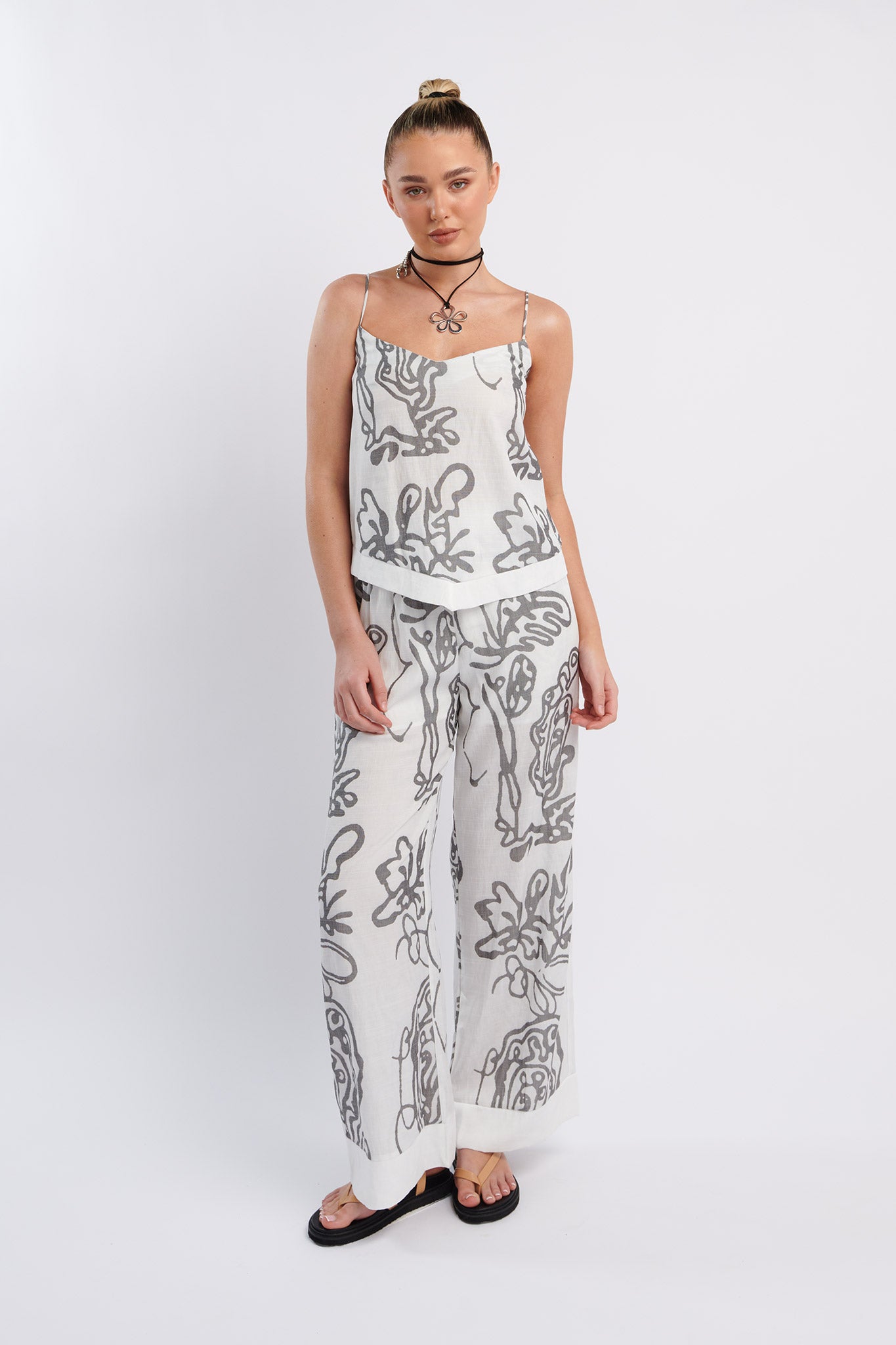 Oceania Cami Strap Top Print White by Selfie Leslie Australia