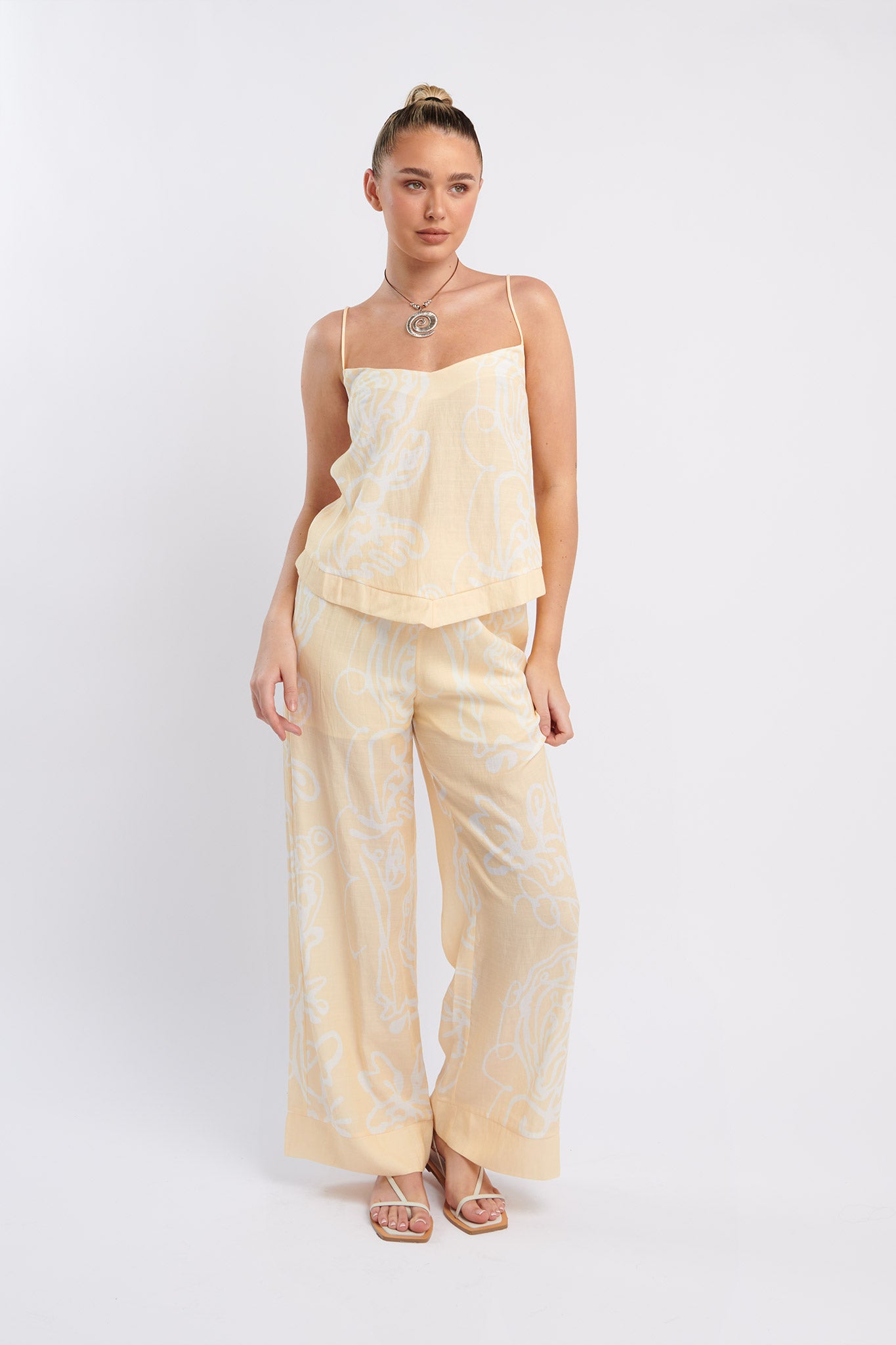 Oceania Cami Strap Top Print Yellow by Selfie Leslie Australia