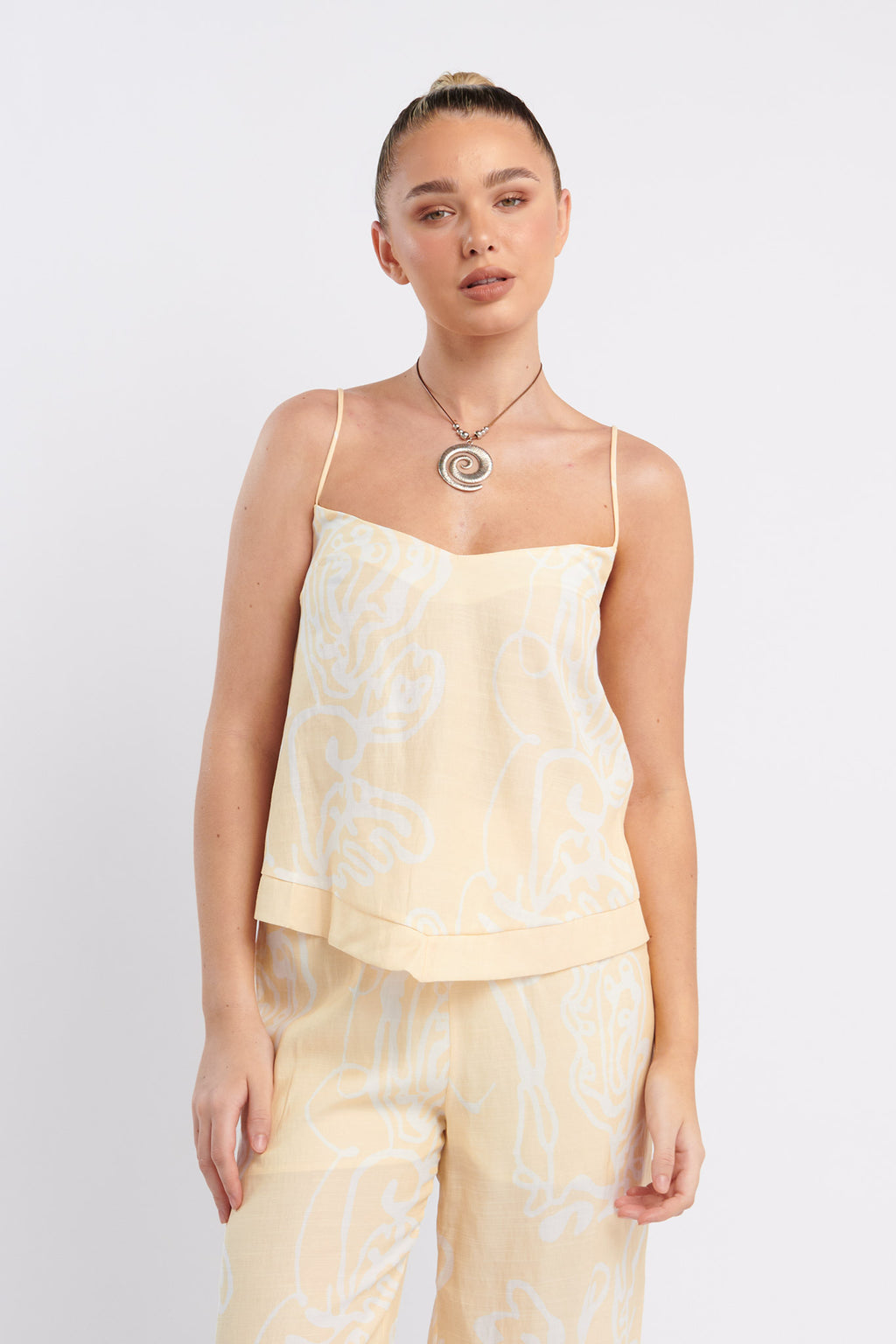Oceania Cami Strap Top Print Yellow by Selfie Leslie Australia