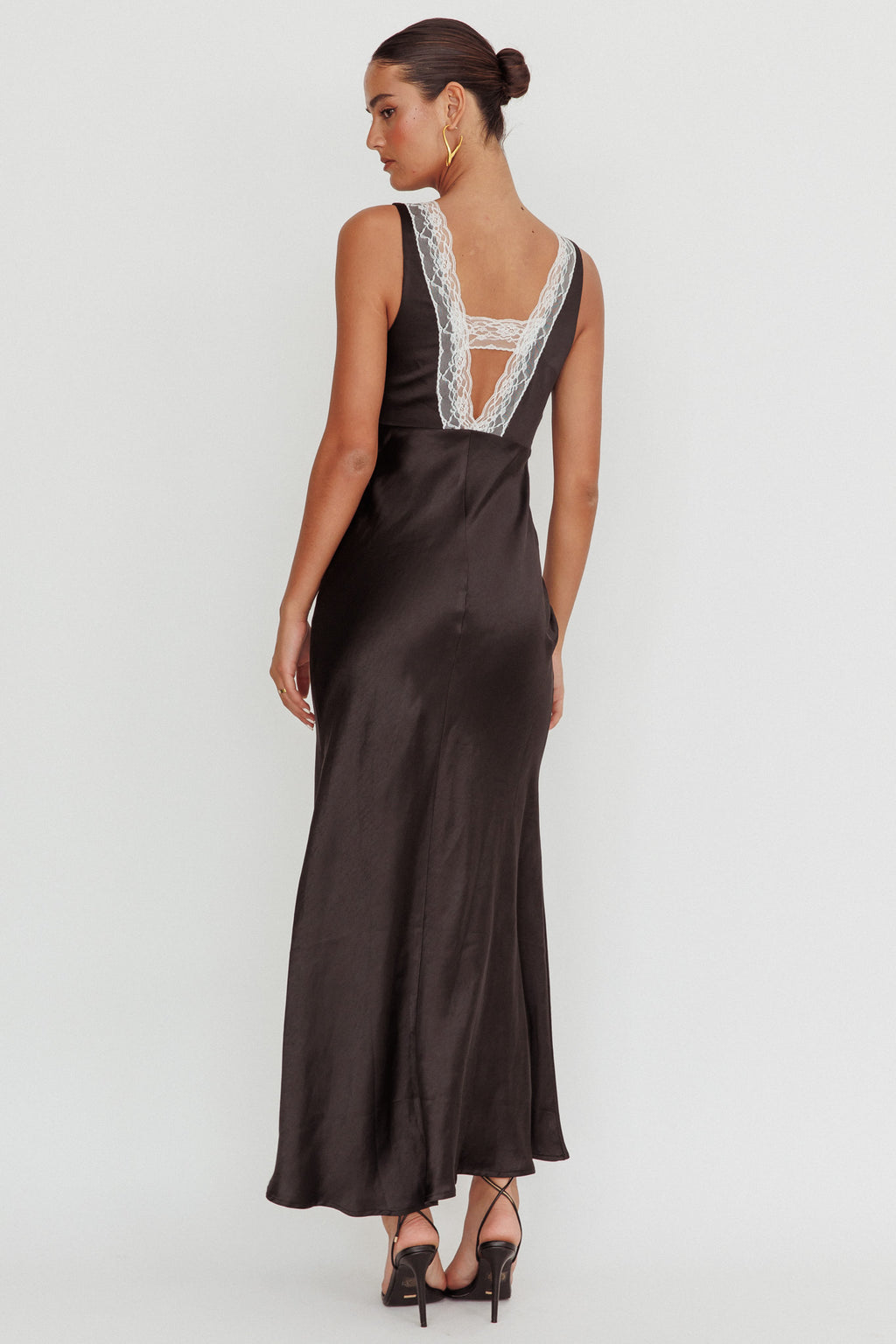 Ivonne Contrast Lace V-Neck Maxi Dress Black by Selfie Leslie Australia