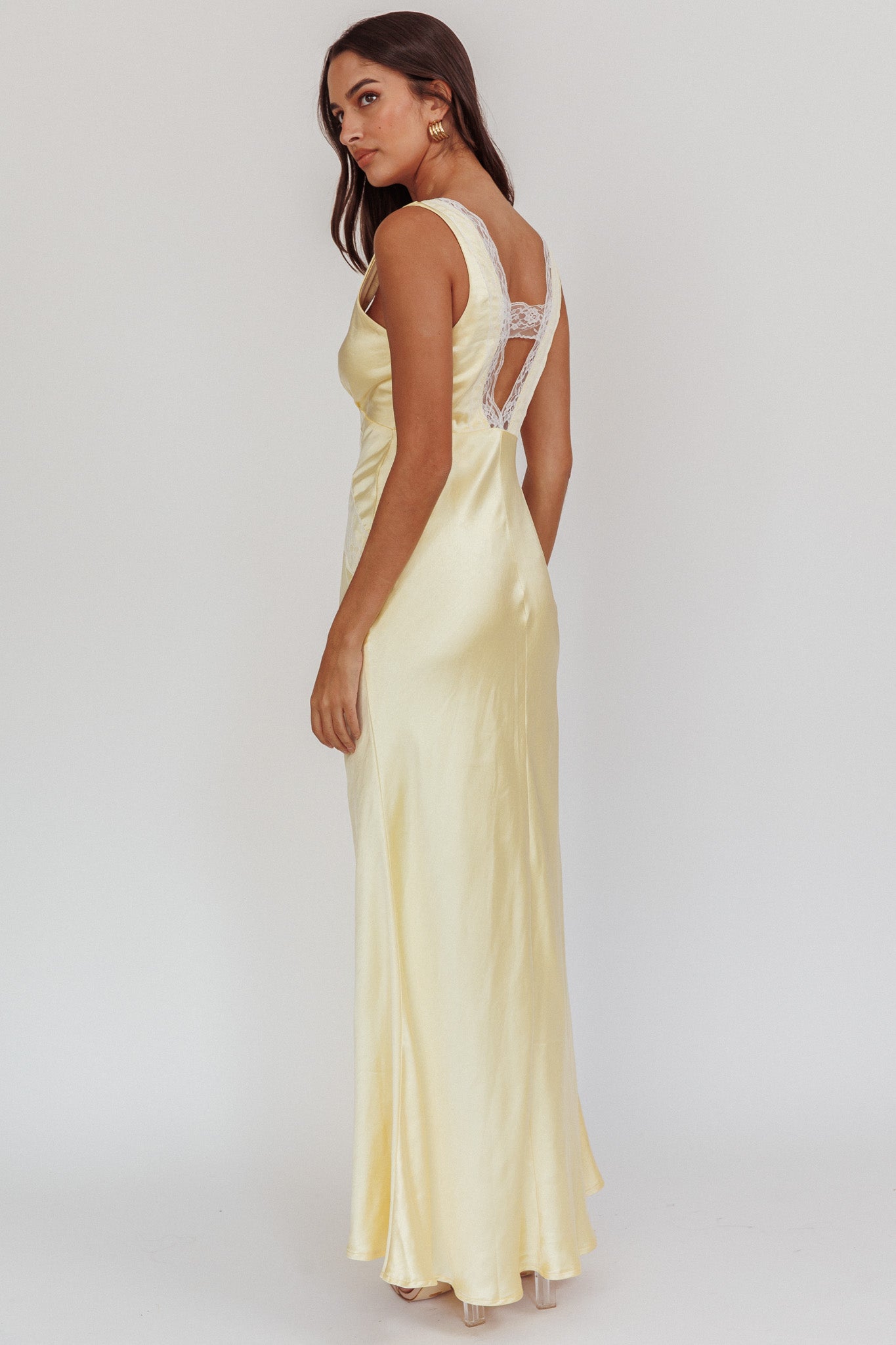 Ivonne Lace Trim V-Neck Maxi Dress Butter by Selfie Leslie Australia