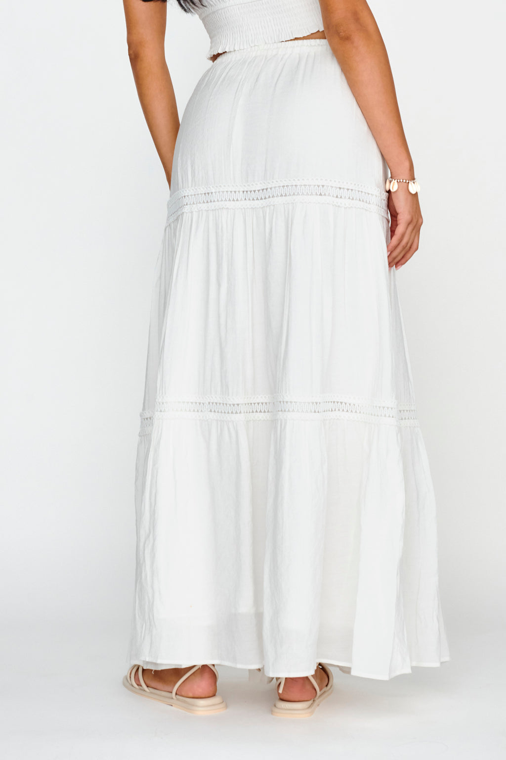 Canyon Cove Crochet Trim Maxi Skirt White by Selfie Leslie Australia