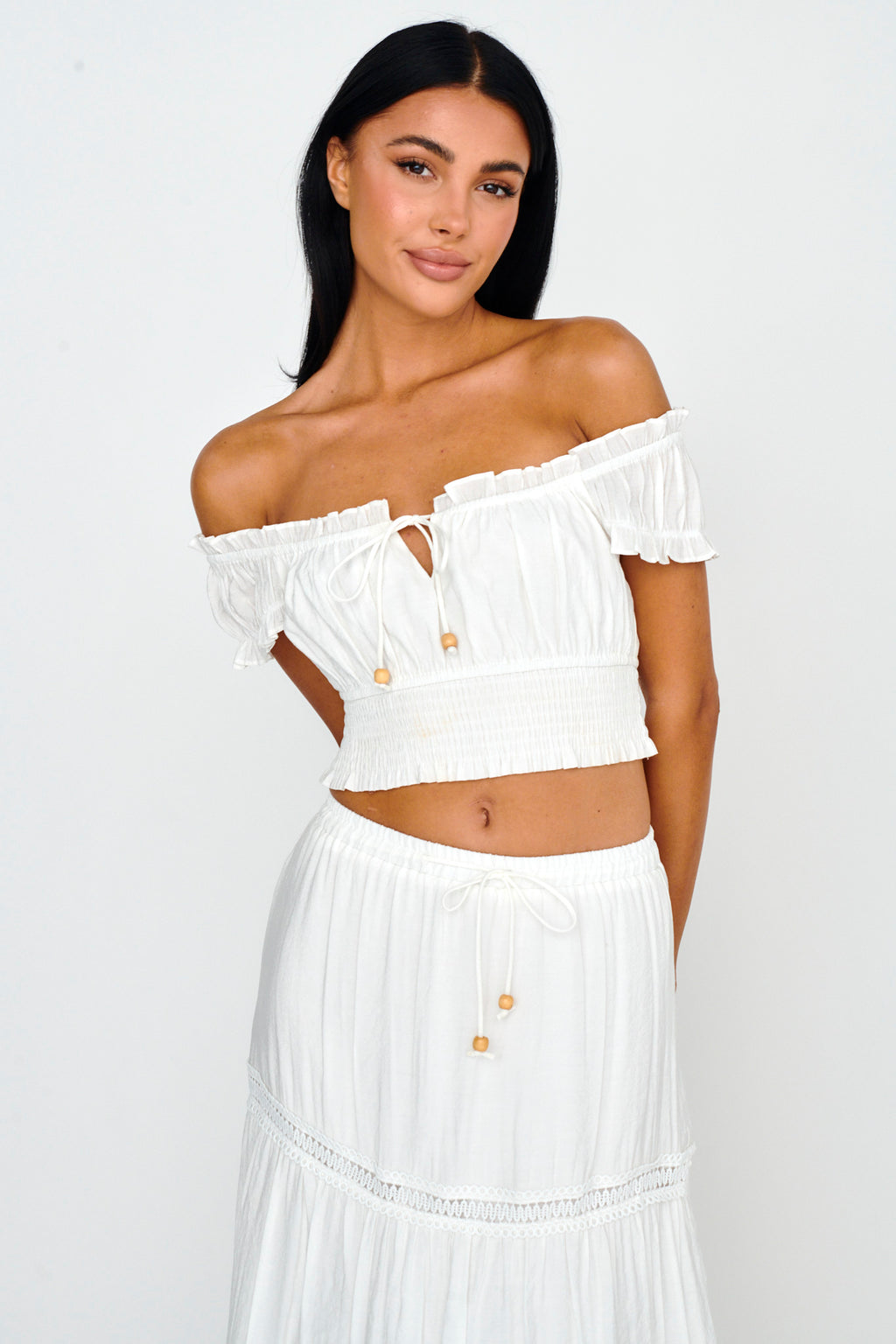 Canyon Cove Puff Sleeve Crop Top White by Selfie Leslie Australia