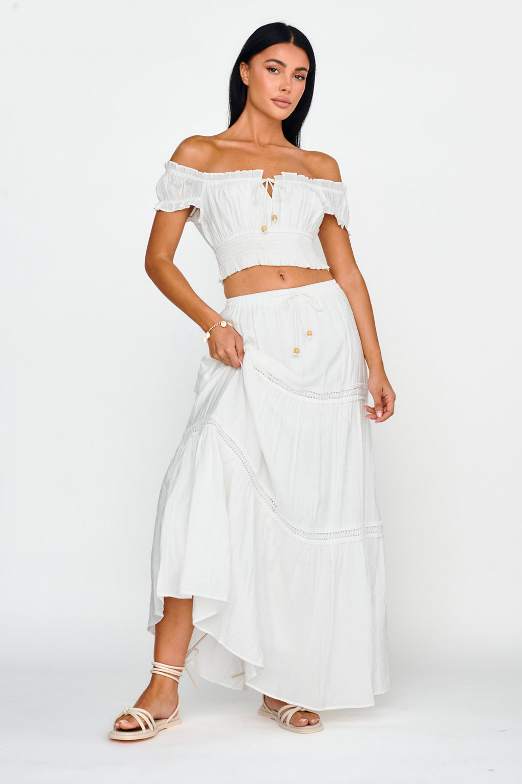 Canyon Cove Puff Sleeve Crop Top White by Selfie Leslie Australia