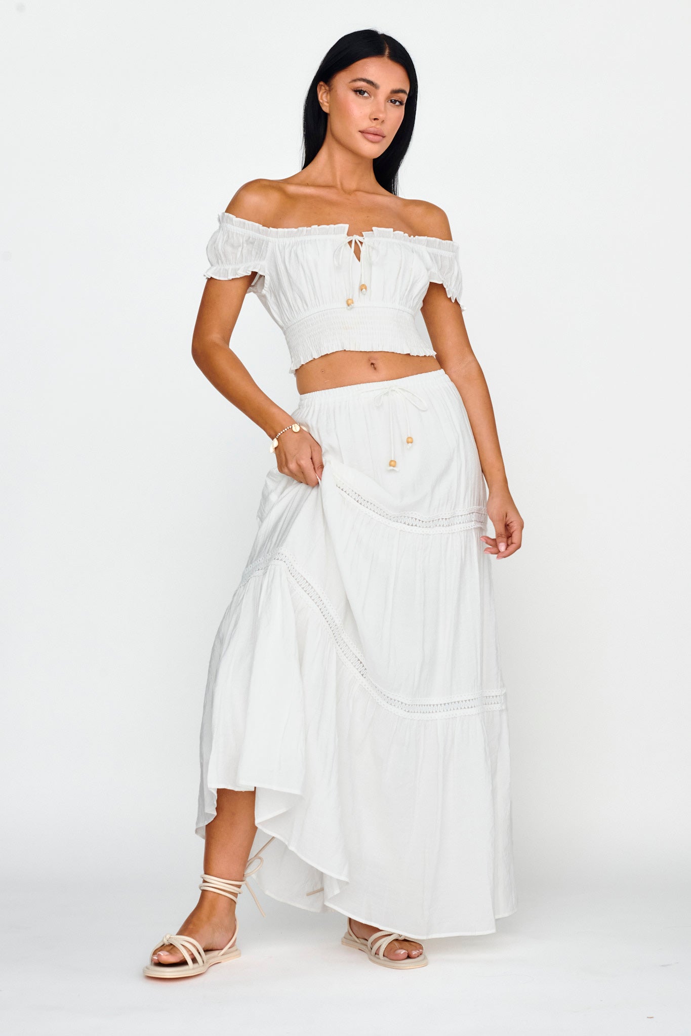 Canyon Cove Puff Sleeve Crop Top White by Selfie Leslie Australia