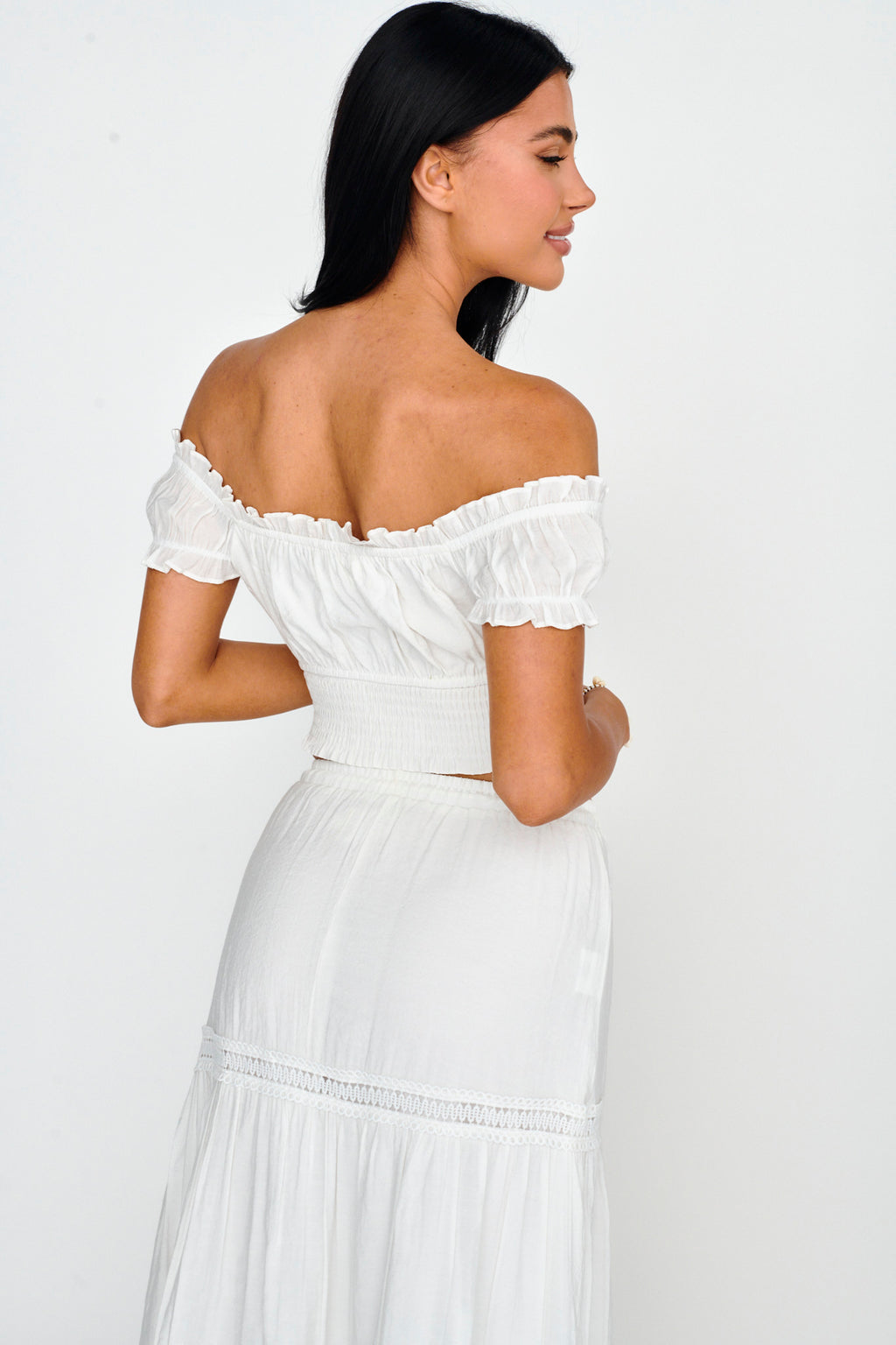 Canyon Cove Puff Sleeve Crop Top White by Selfie Leslie Australia