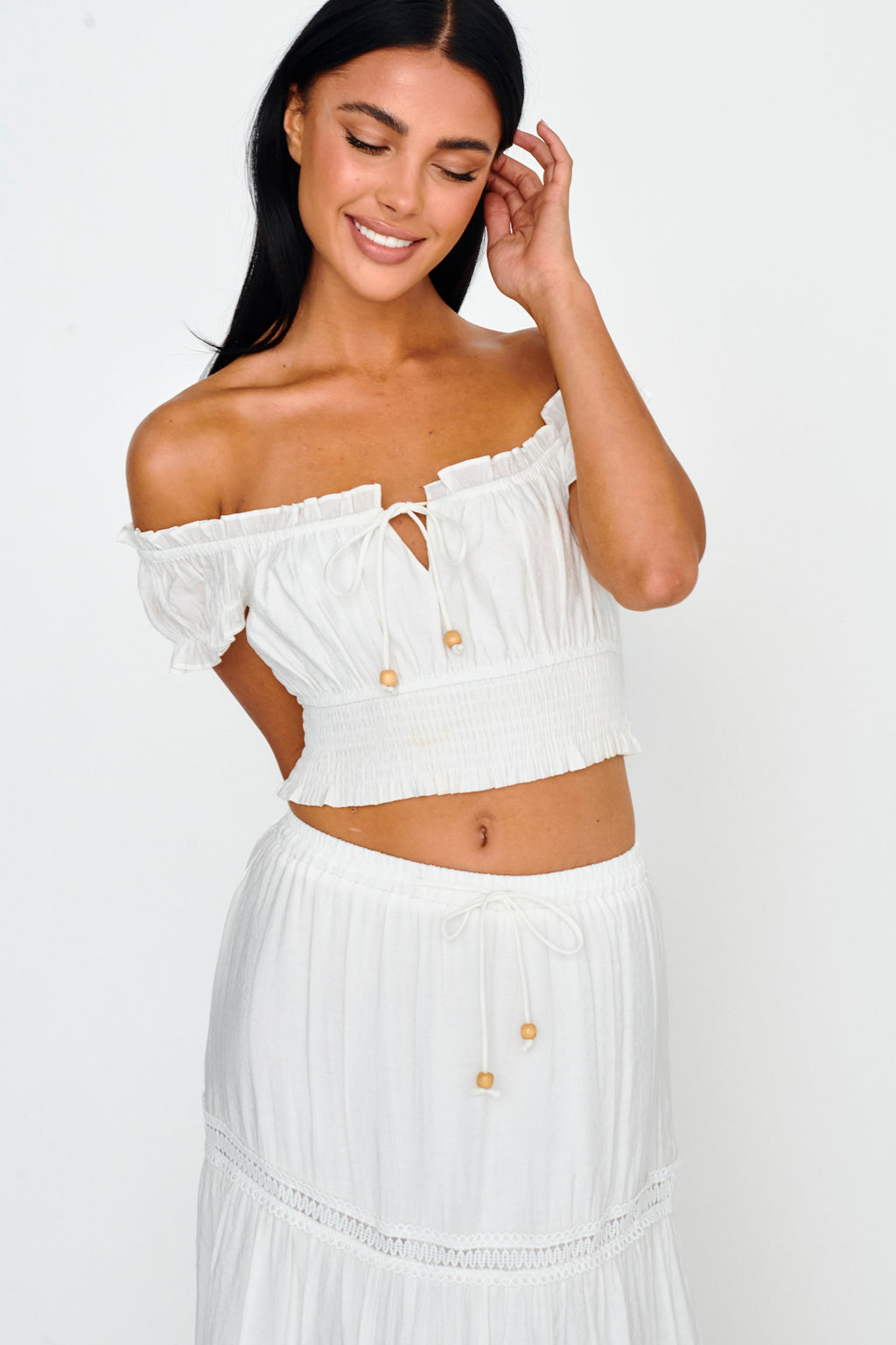 Canyon Cove Puff Sleeve Crop Top White by Selfie Leslie Australia
