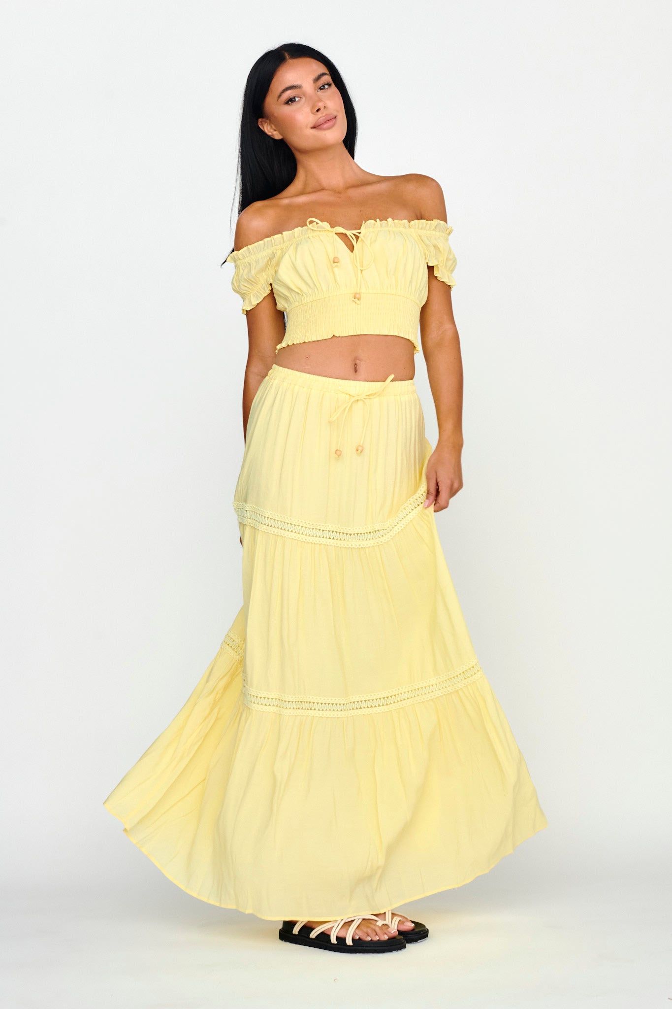 Canyon Cove Puff Sleeve Crop Top Yellow by Selfie Leslie Australia