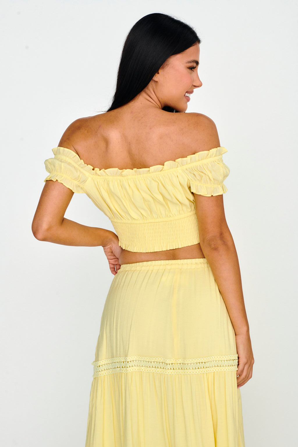 Canyon Cove Puff Sleeve Crop Top Yellow by Selfie Leslie Australia