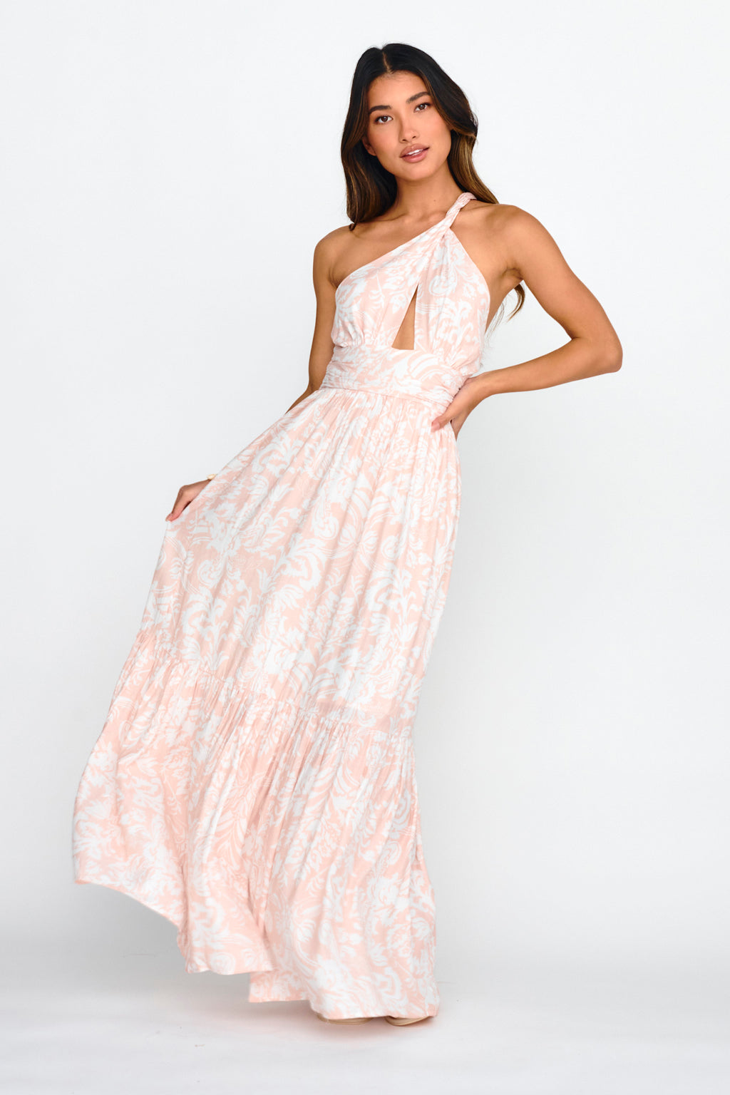 Kamali One-Shoulder Keyhole Maxi Dress Beige by Selfie Leslie Australia