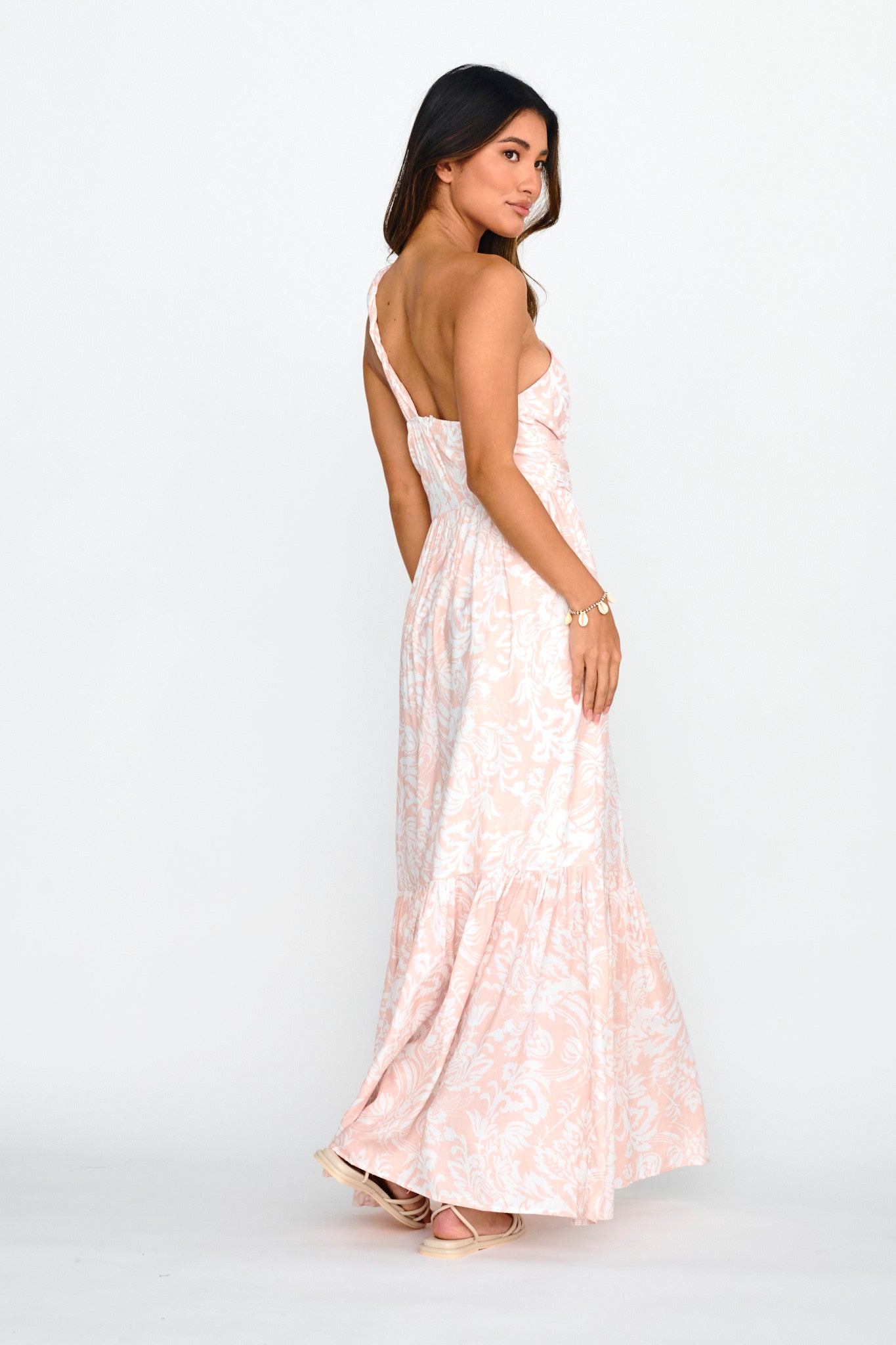 Kamali One-Shoulder Keyhole Maxi Dress Beige by Selfie Leslie Australia