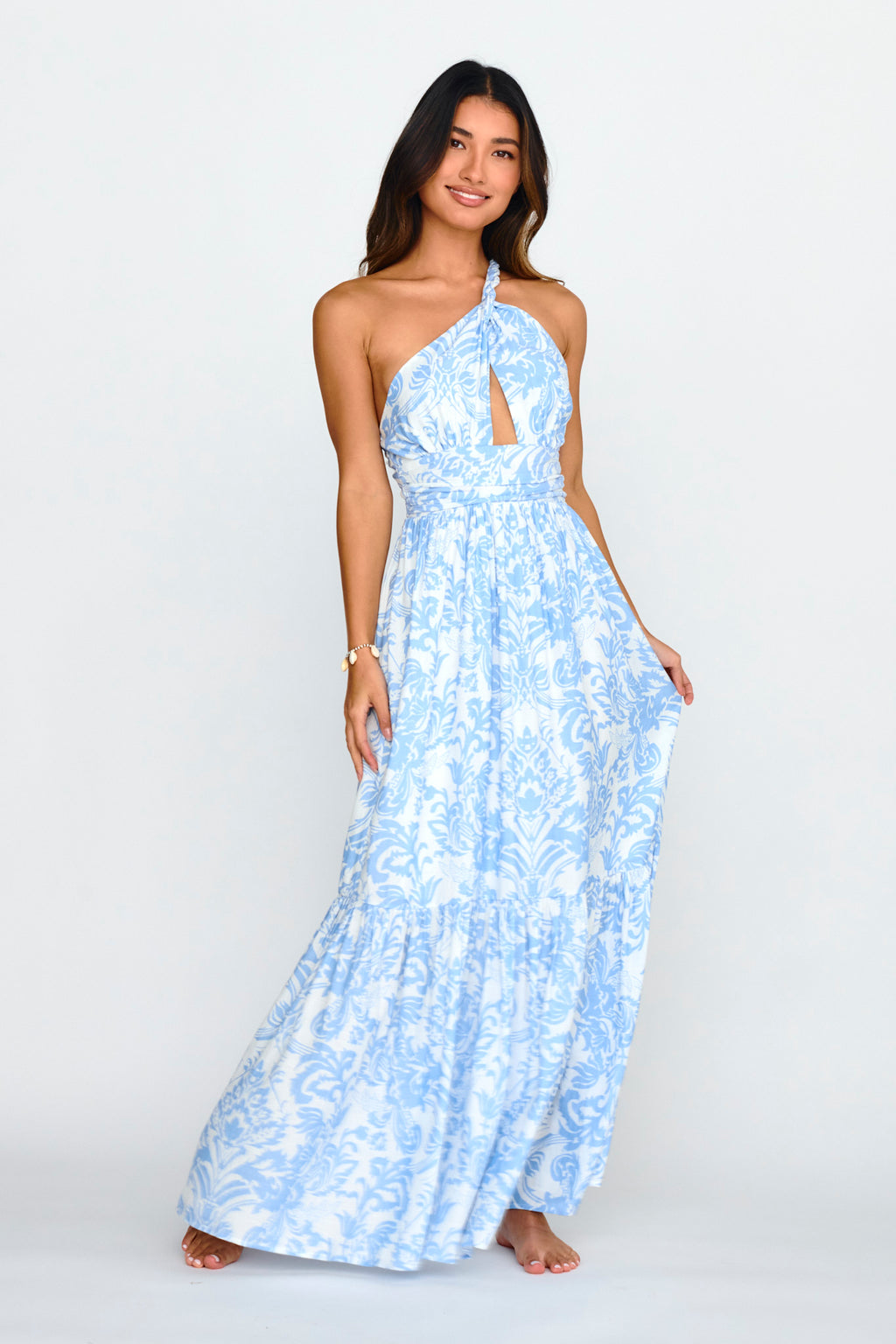 Kamali One-Shoulder Keyhole Maxi Dress Blue by Selfie Leslie Australia