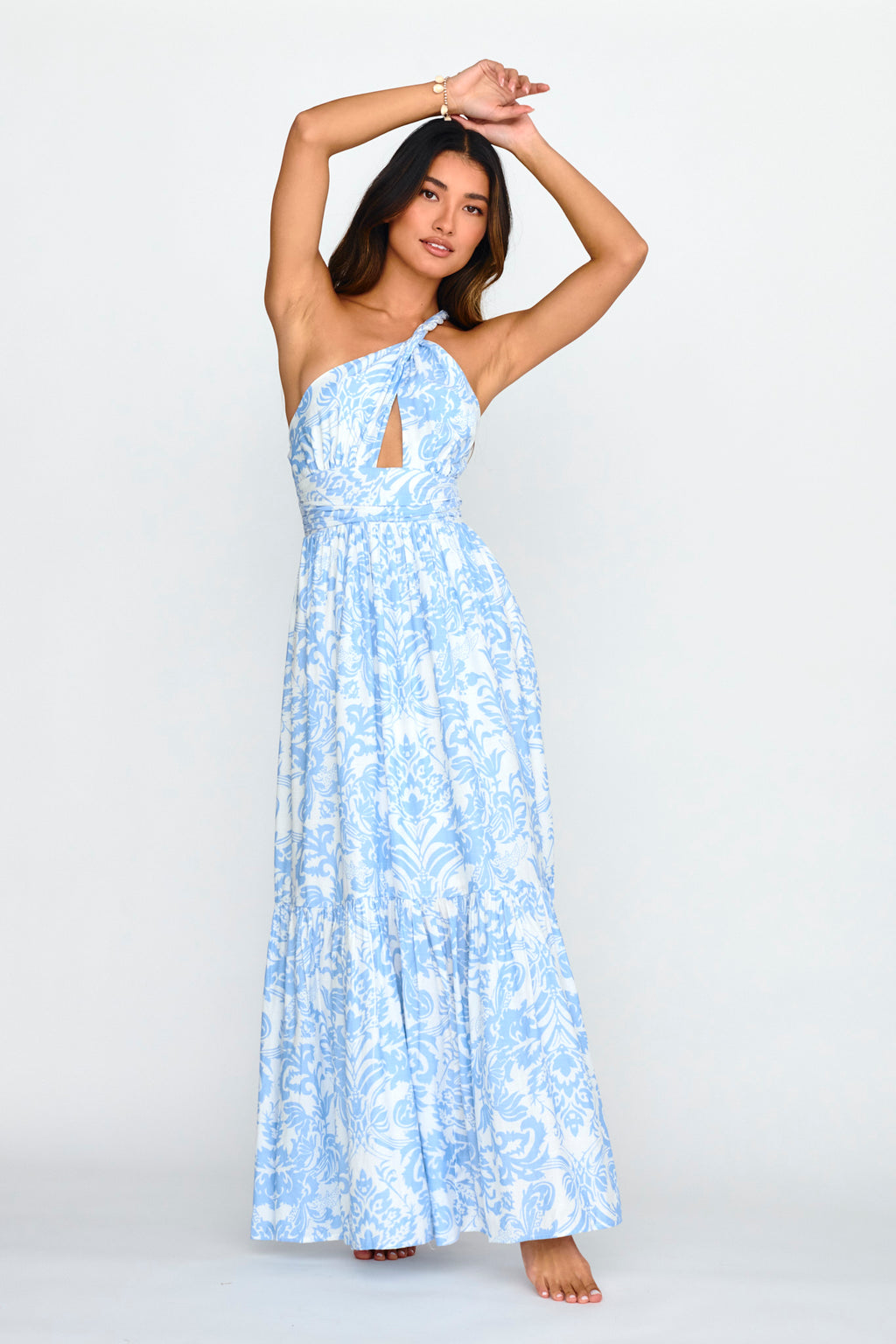 Kamali One-Shoulder Keyhole Maxi Dress Blue by Selfie Leslie Australia