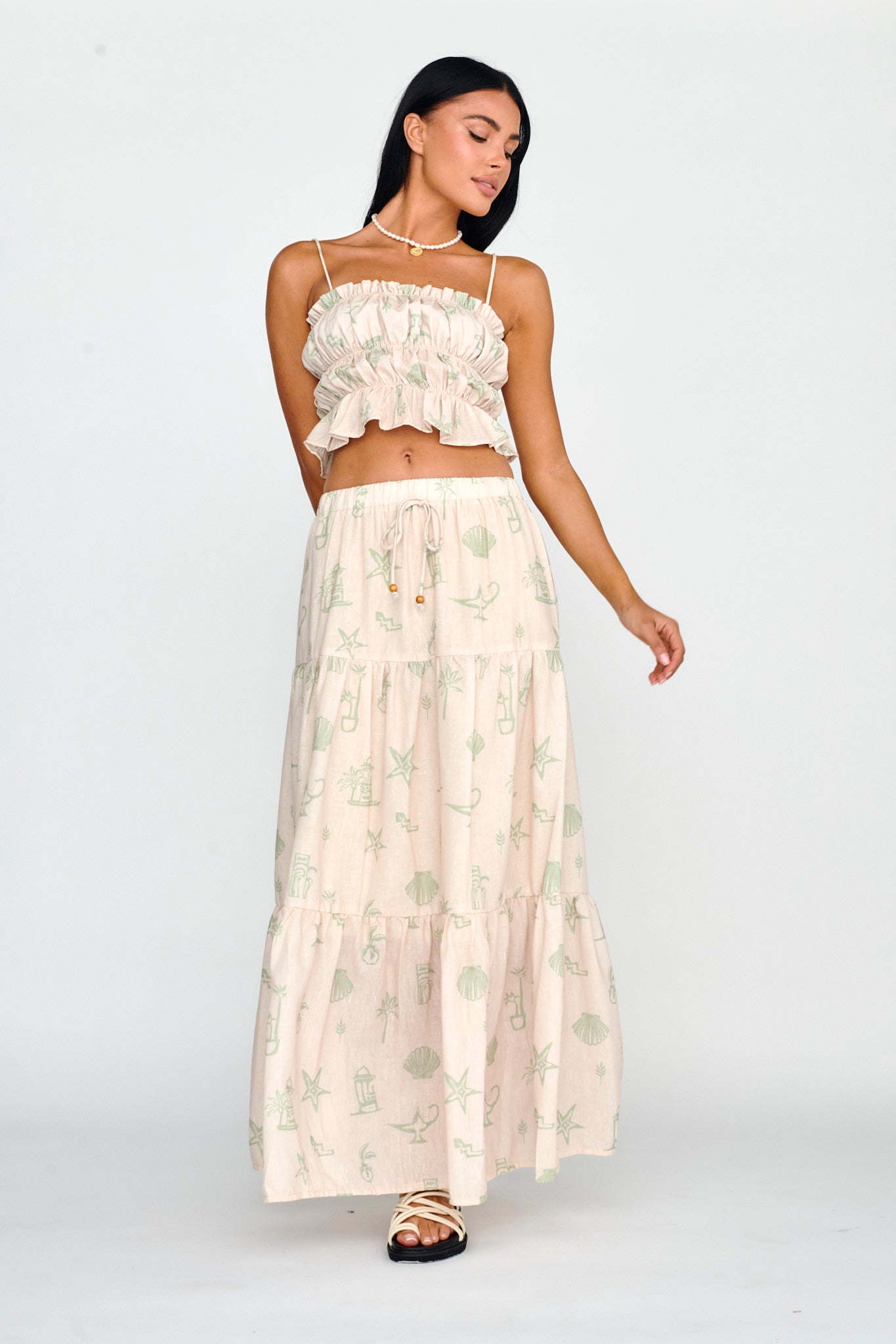 South Bay Maxi Skirt Print Sage by Selfie Leslie Australia