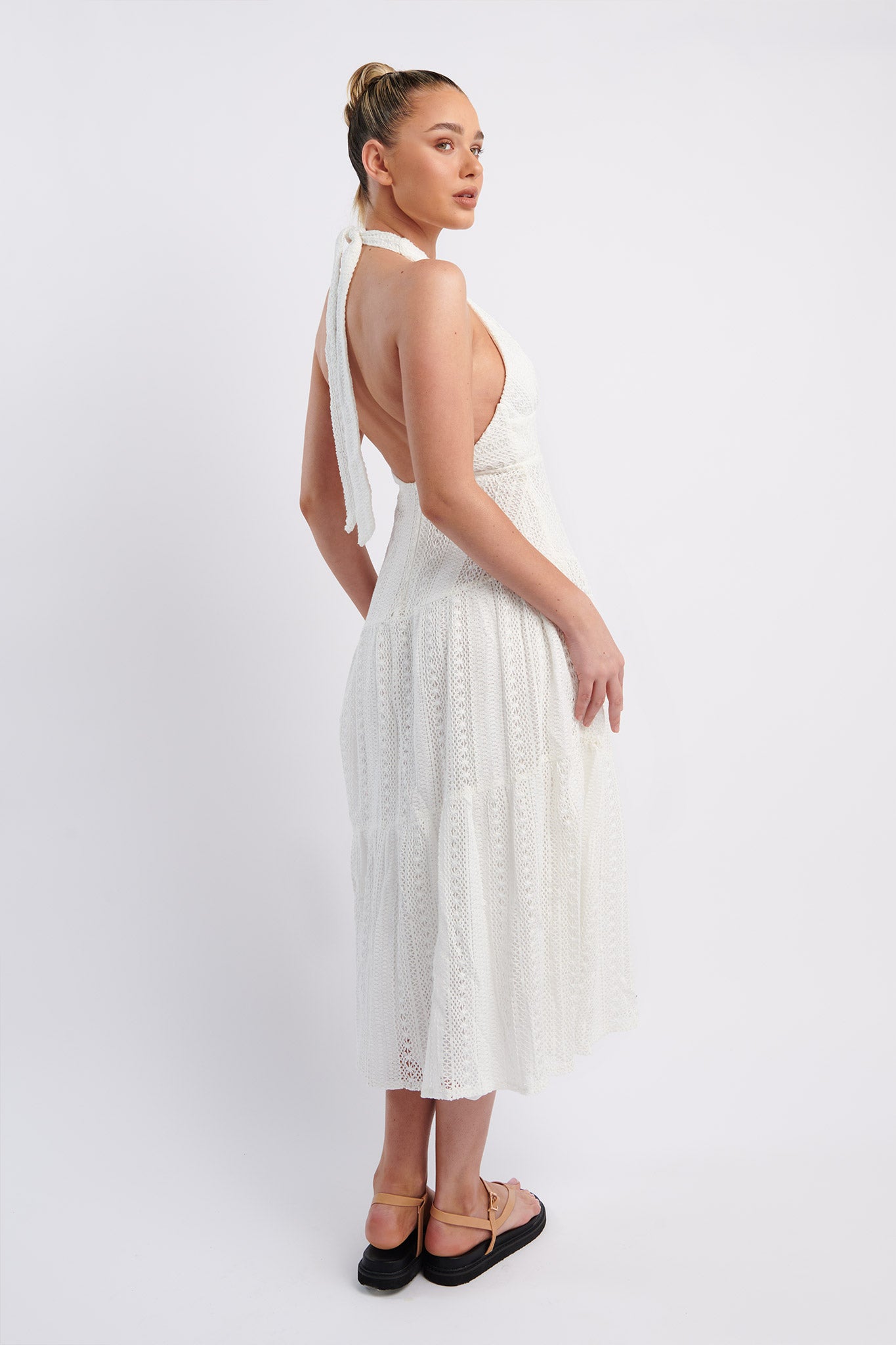 Nolita Halterneck Lace Overlay Maxi Dress White by Selfie Leslie Australia