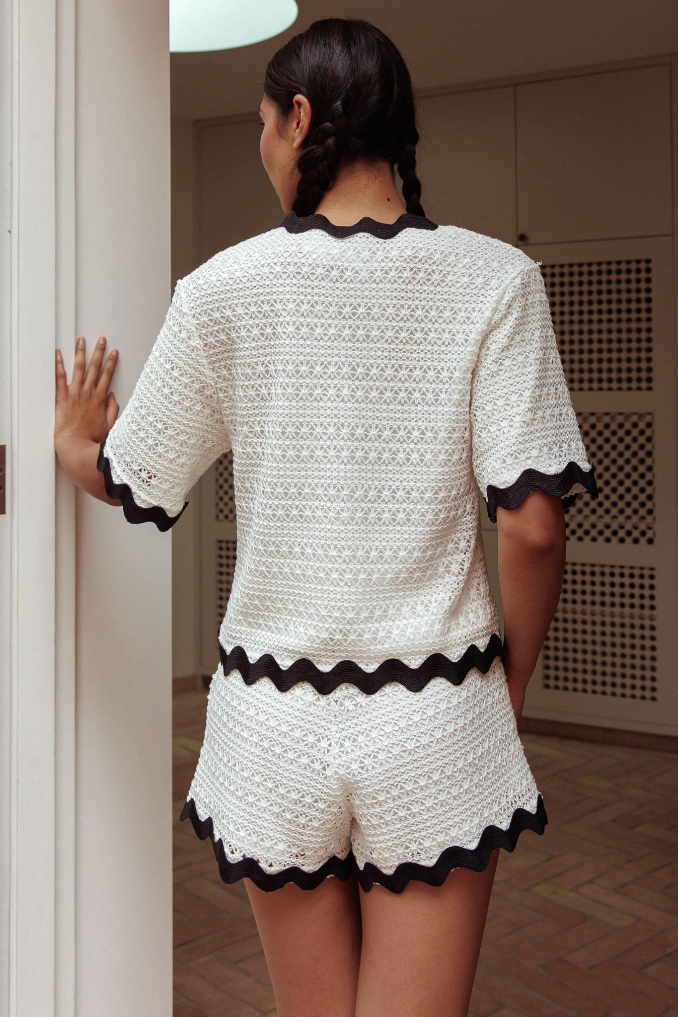 Breakaway Tie Front Shirt Crochet White by Selfie Leslie Australia