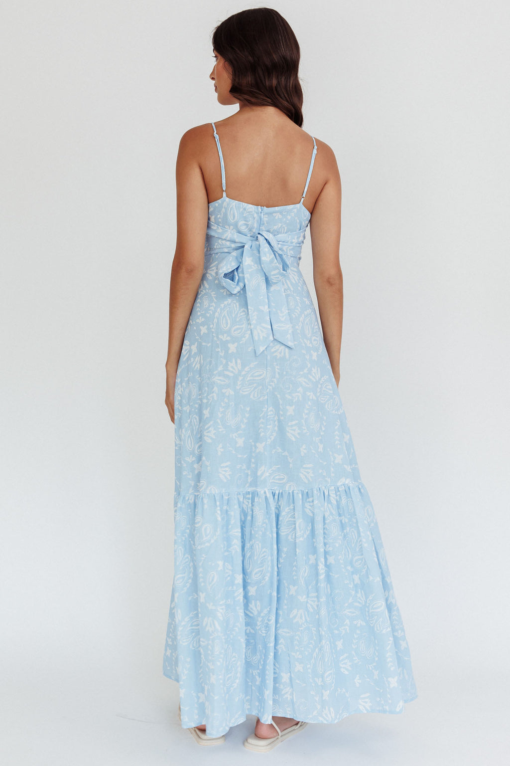 Later Days Cami Strap Maxi Dress Paisley Blue by Selfie Leslie Australia