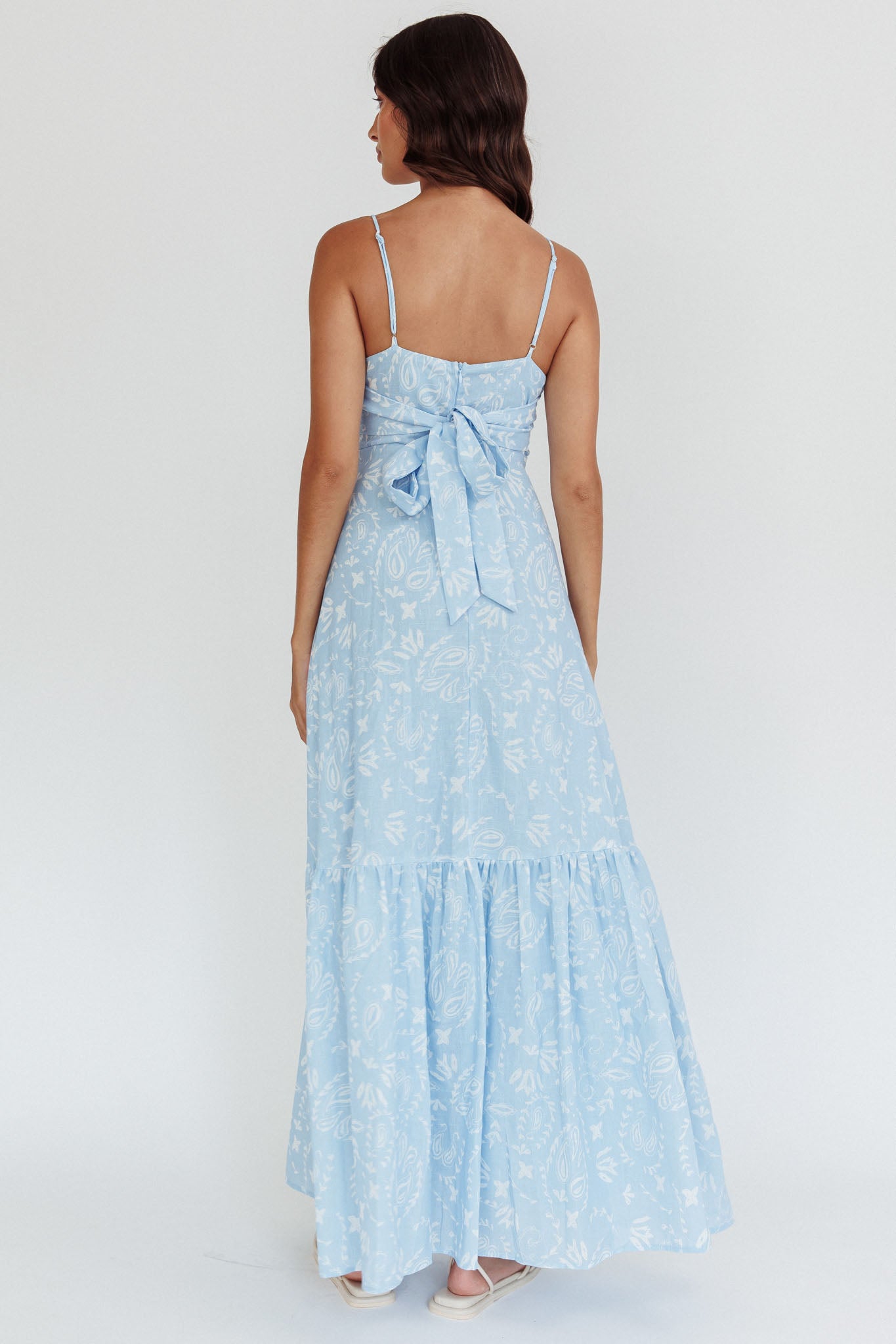 Later Days Cami Strap Maxi Dress Paisley Blue by Selfie Leslie Australia