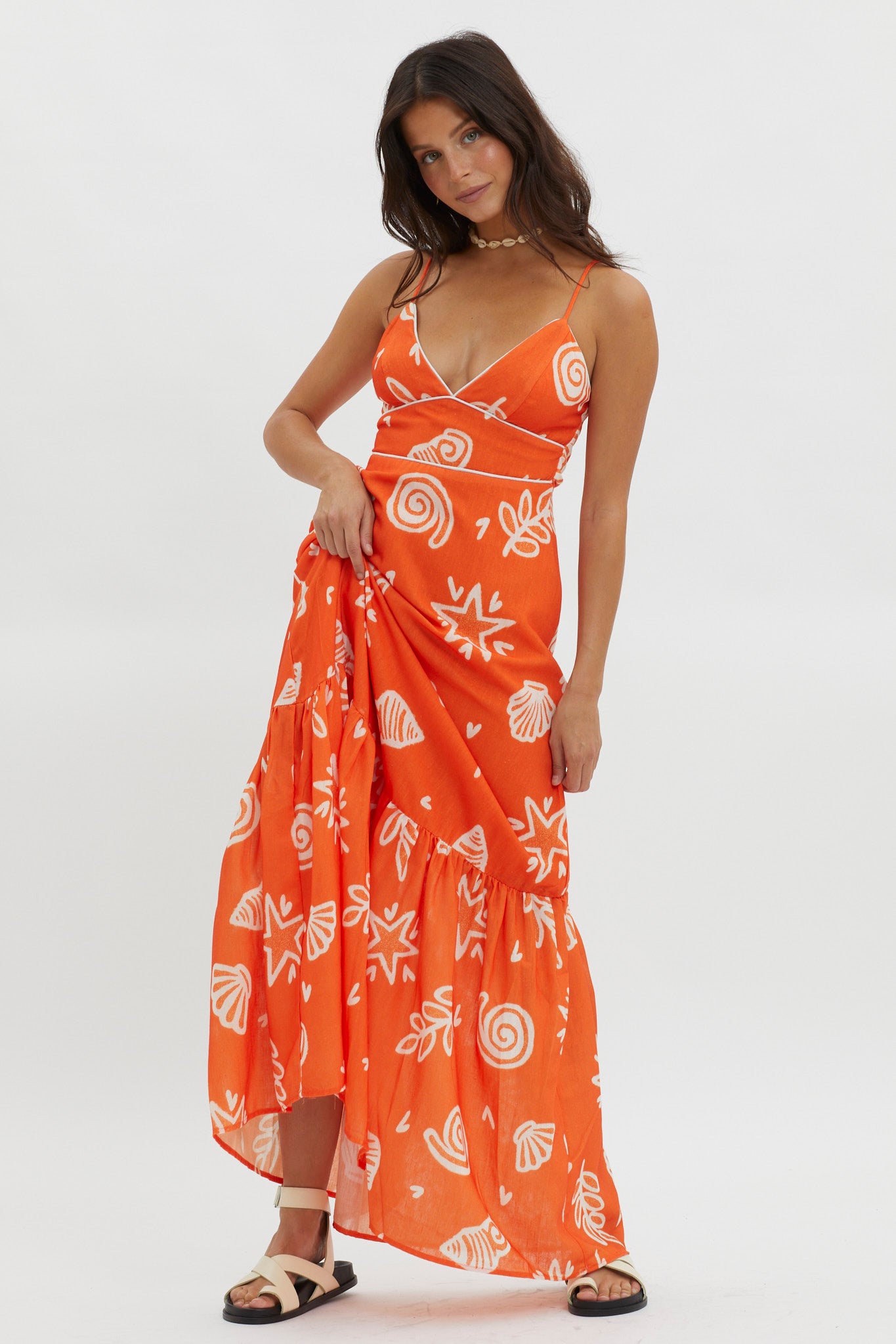 Later Days Cami Strap Maxi Dress Print Red by Selfie Leslie Australia
