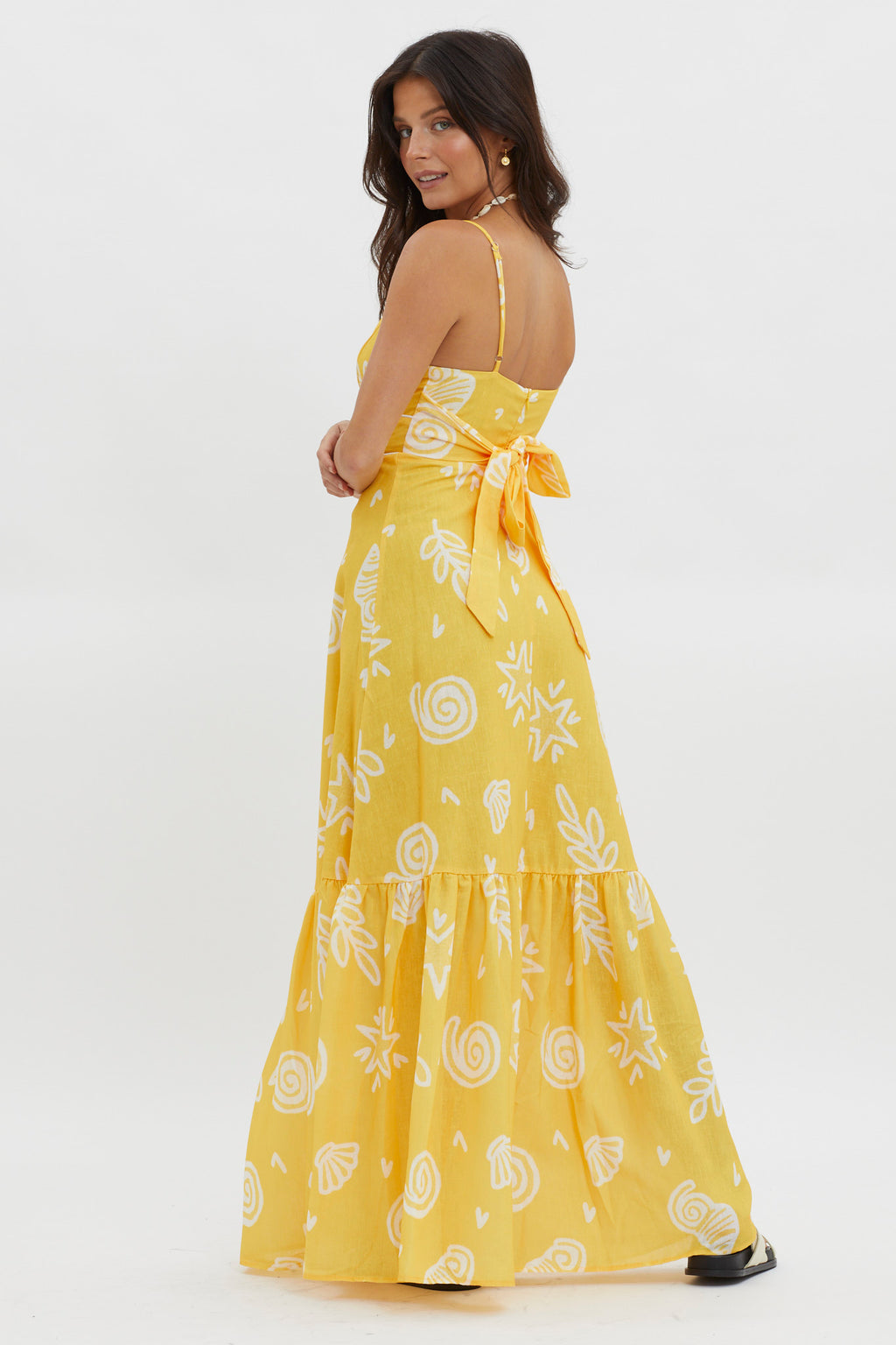 Later Days Cami Strap Maxi Dress Print Yellow by Selfie Leslie Australia