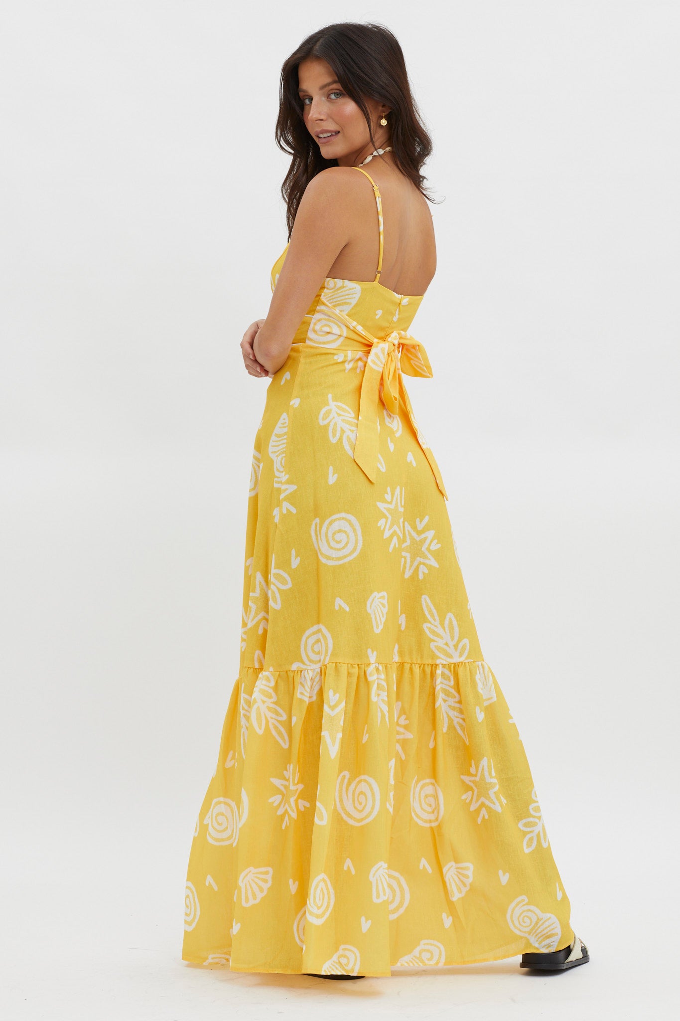 Later Days Cami Strap Maxi Dress Print Yellow by Selfie Leslie Australia