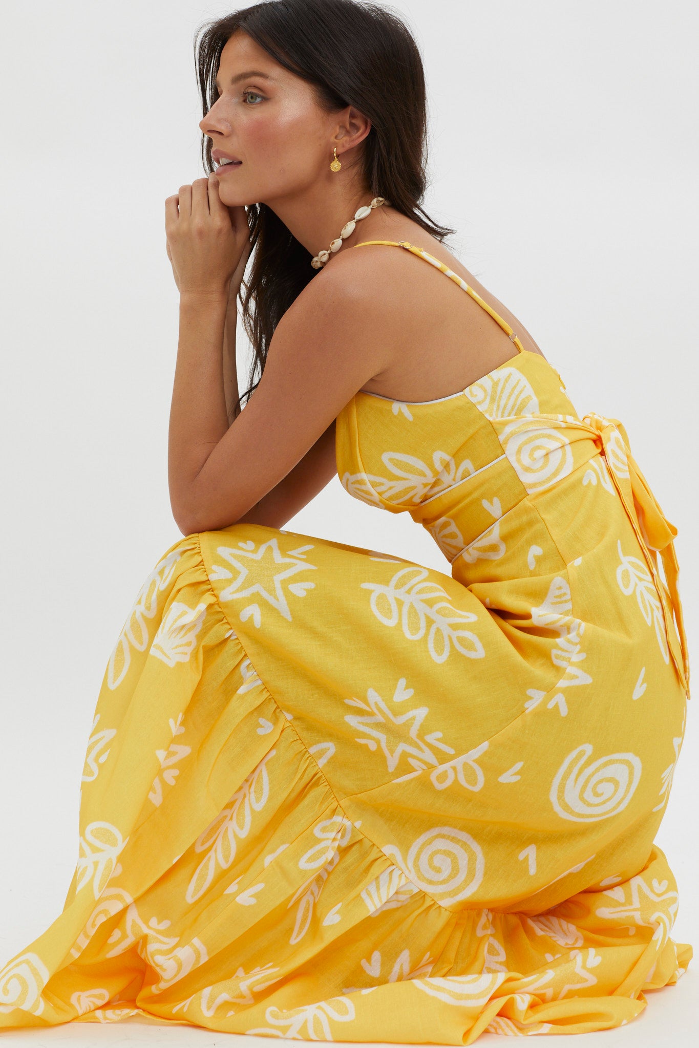 Later Days Cami Strap Maxi Dress Print Yellow by Selfie Leslie Australia