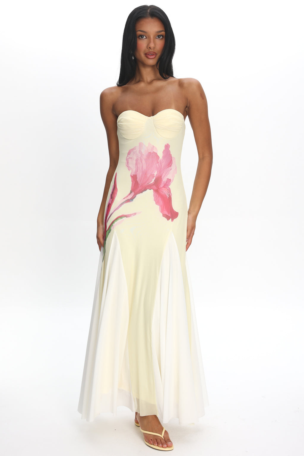 All Mine Godet Hem Maxi Dress Flower Lemon by Selfie Leslie Australia