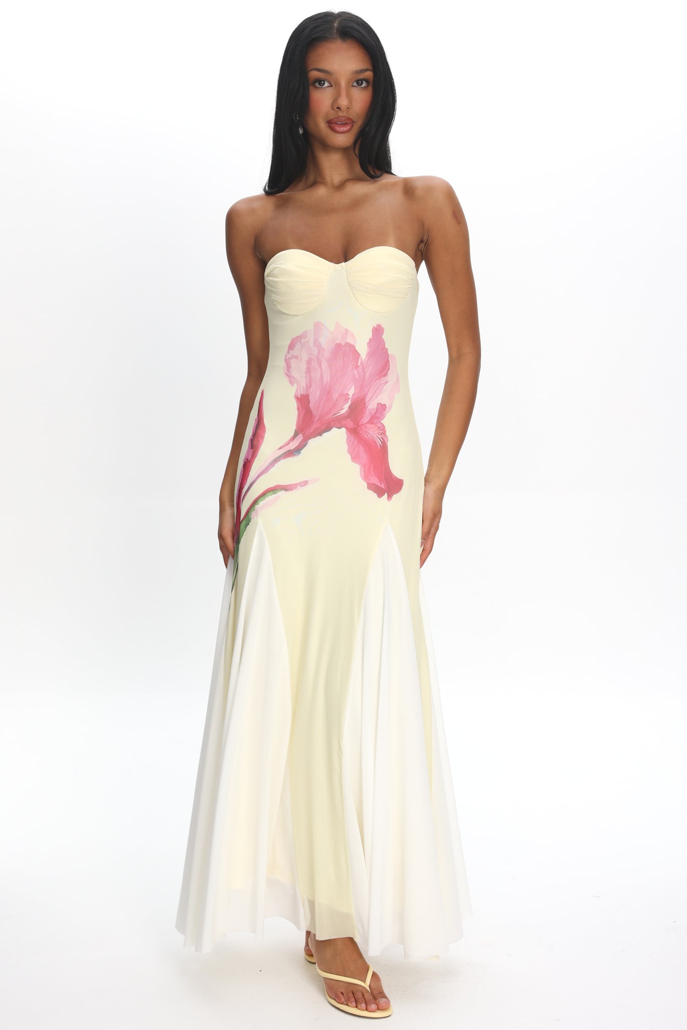 All Mine Godet Hem Maxi Dress Flower Lemon by Selfie Leslie Australia