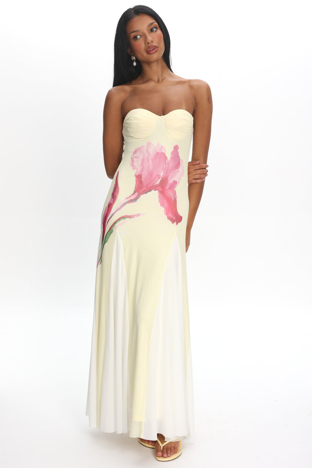 All Mine Godet Hem Maxi Dress Flower Lemon by Selfie Leslie Australia