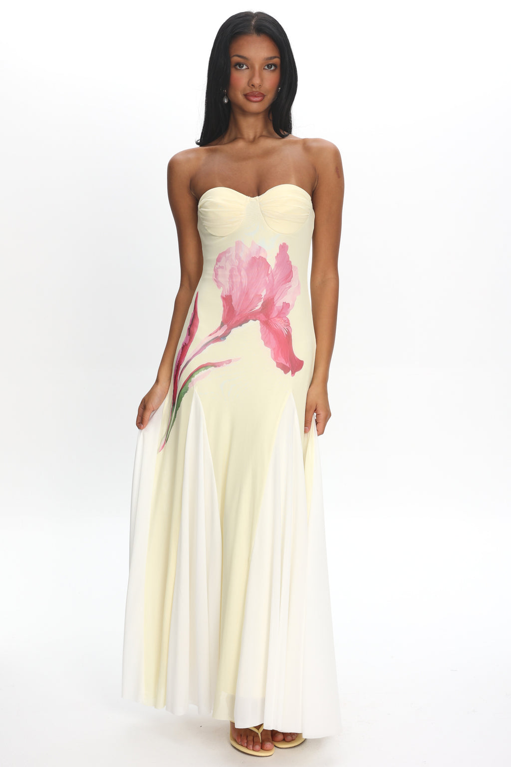 All Mine Godet Hem Maxi Dress Flower Lemon by Selfie Leslie Australia