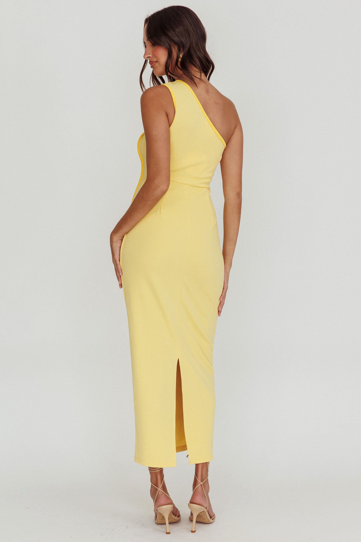 Ivanka One Shoulder Piping Dress Yellow by Selfie Leslie Australia