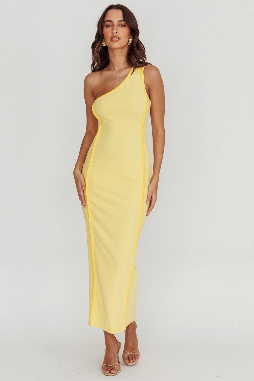 Ivanka One Shoulder Piping Dress Yellow by Selfie Leslie Australia
