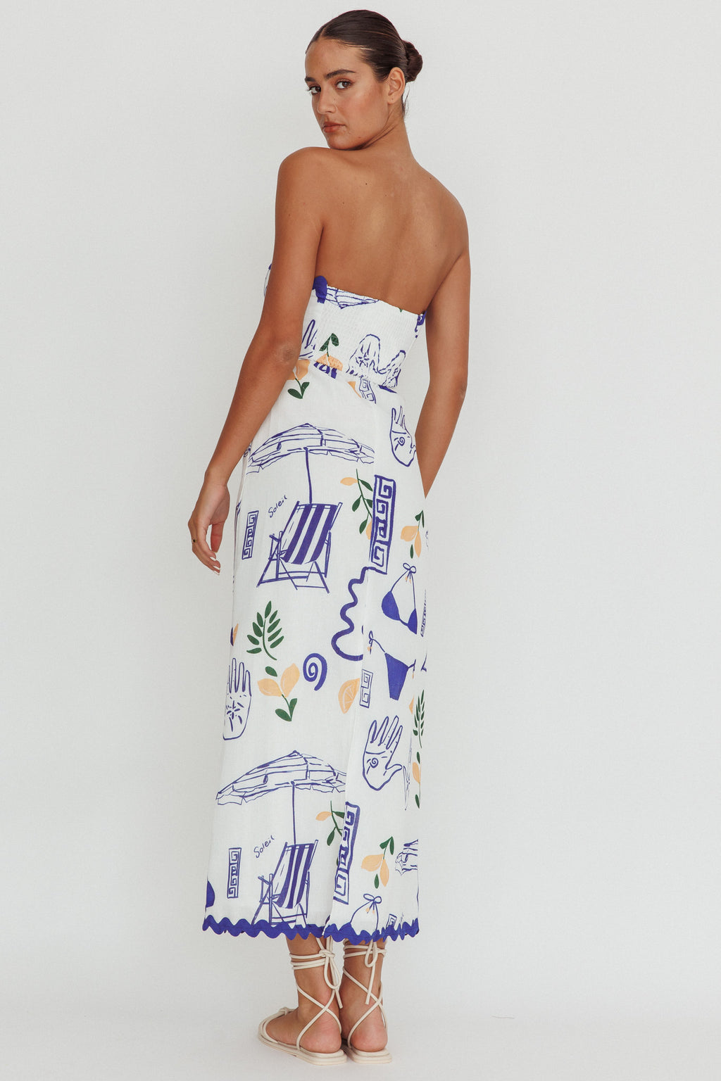 Cypress Graphic Strapless Maxi Dress White by Selfie Leslie Australia