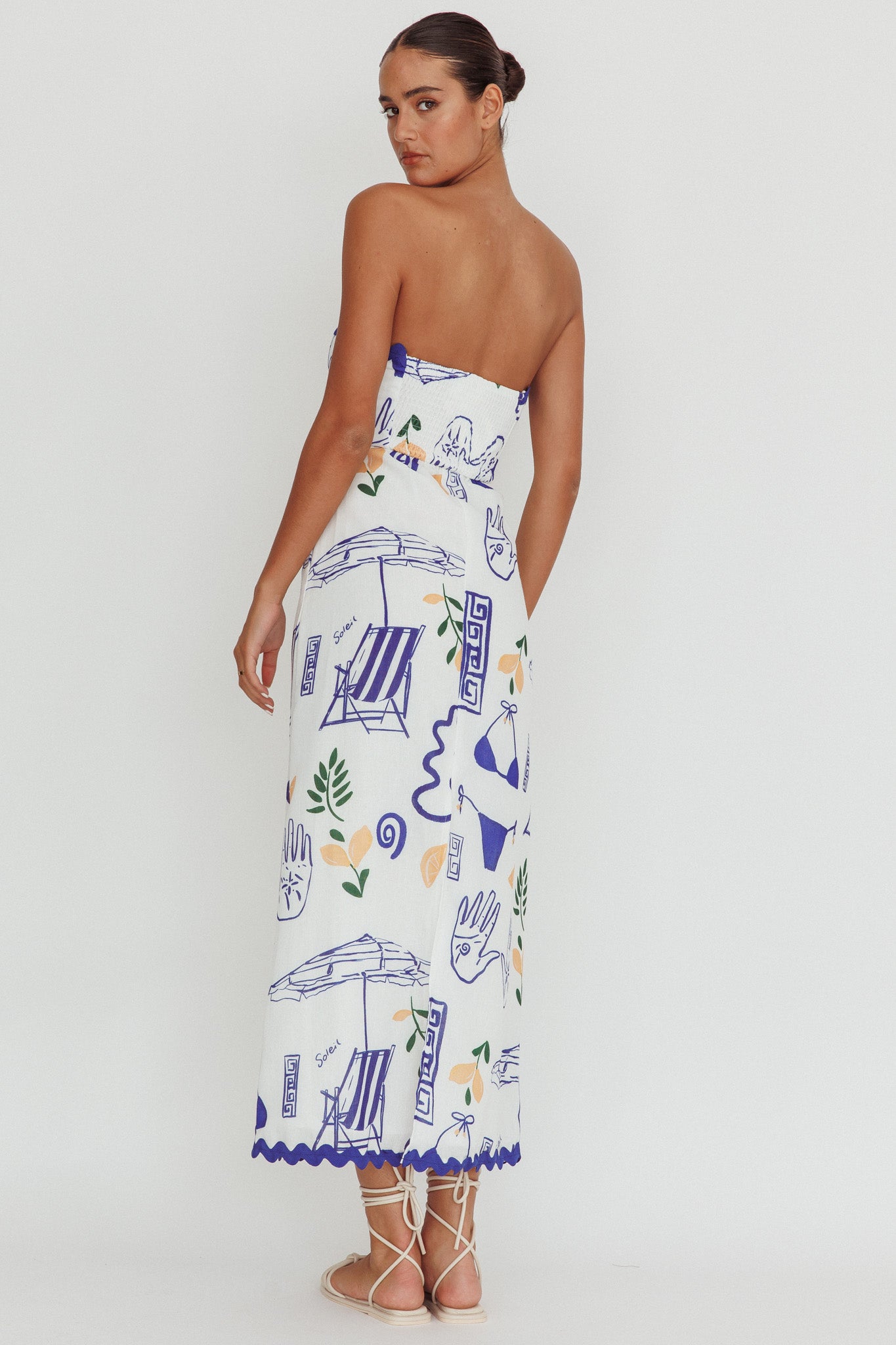 Cypress Graphic Strapless Maxi Dress White by Selfie Leslie Australia