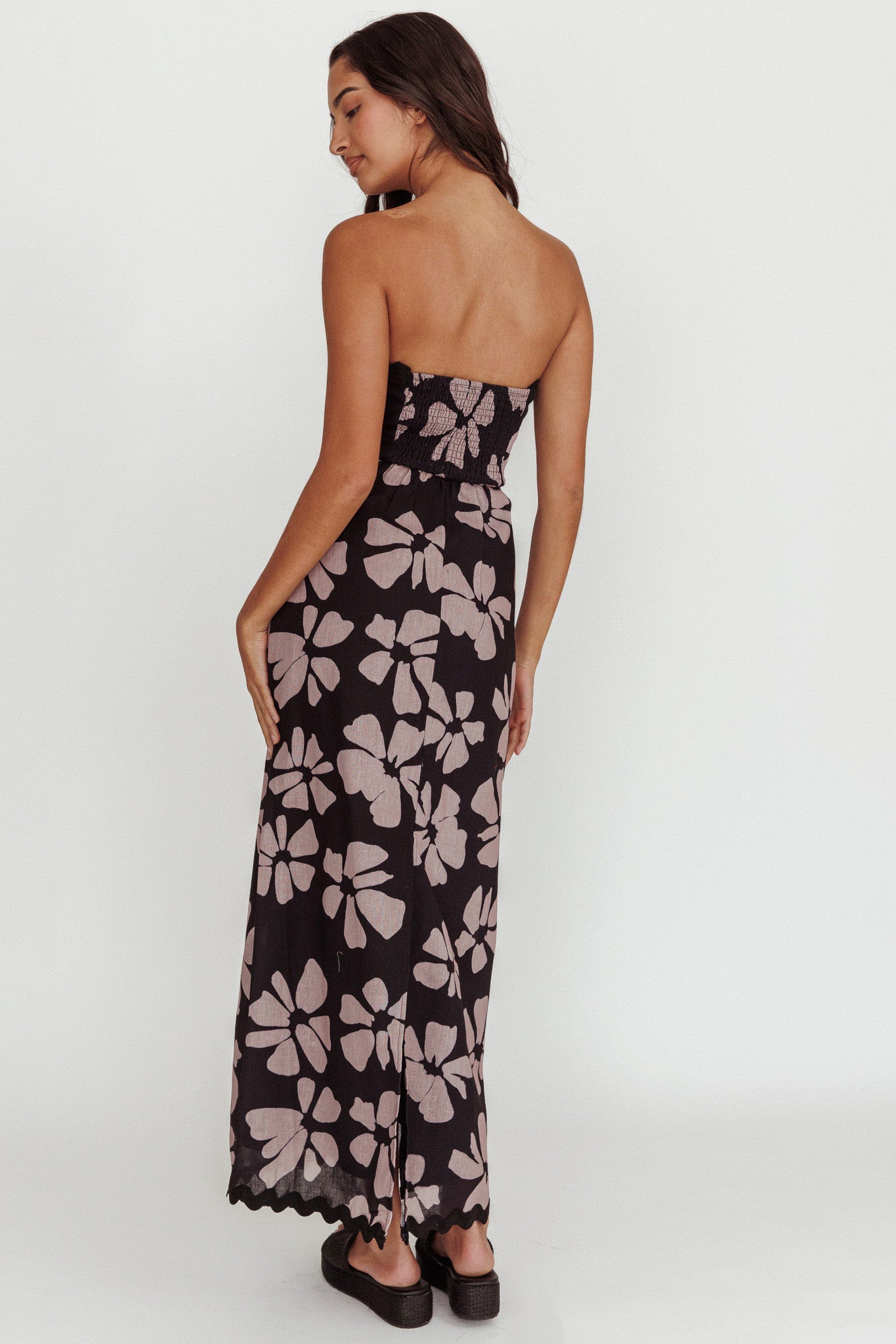 Cypress Floral Strapless Maxi Dress Black by Selfie Leslie Australia
