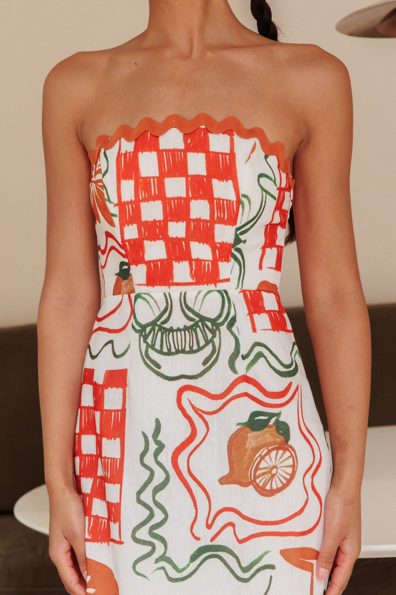 Cypress Ric Rac Trim Strapless Dress Orange by Selfie Leslie Australia