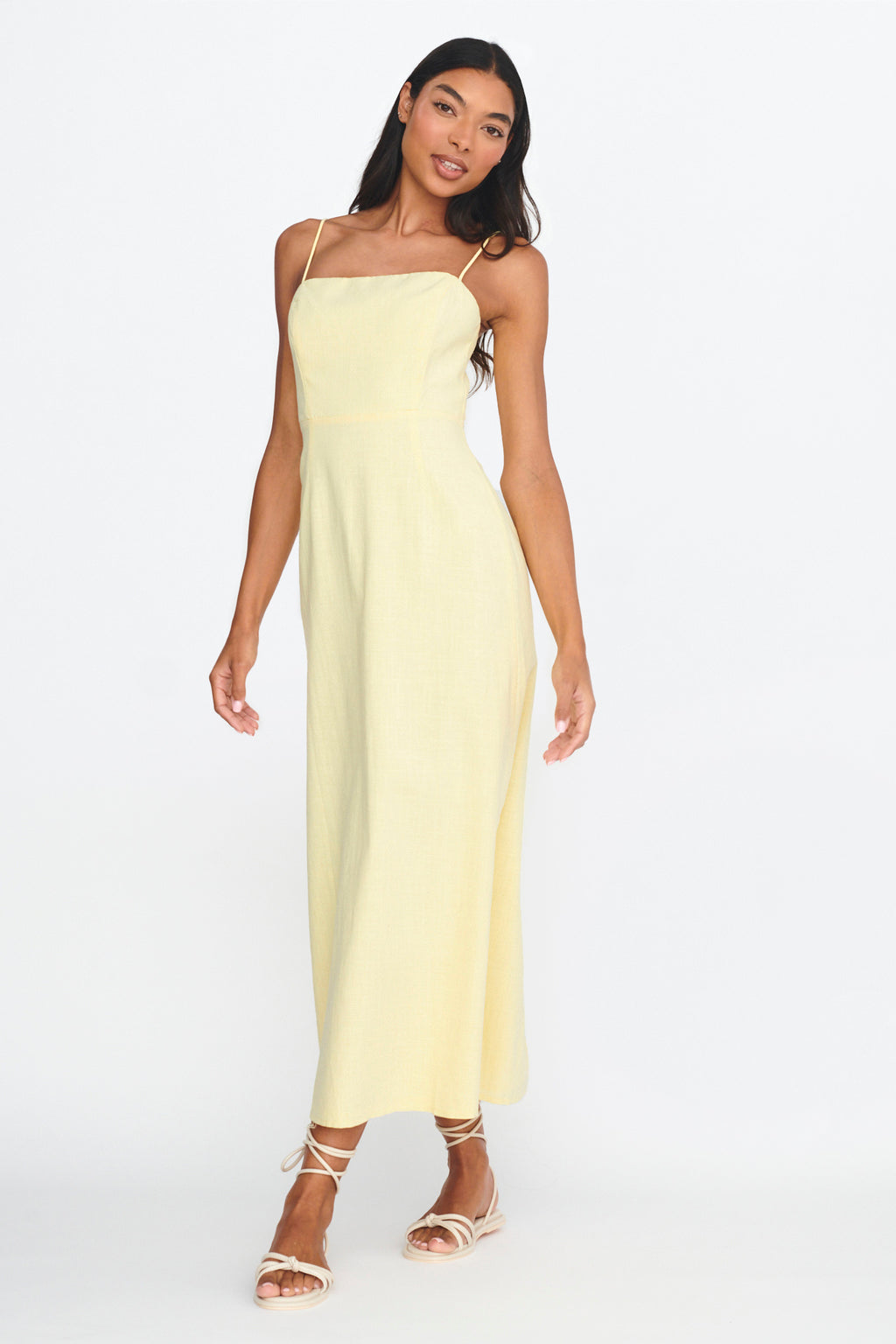 Light Hearted Square Neckline Maxi Dress Lemon by Selfie Leslie Australia