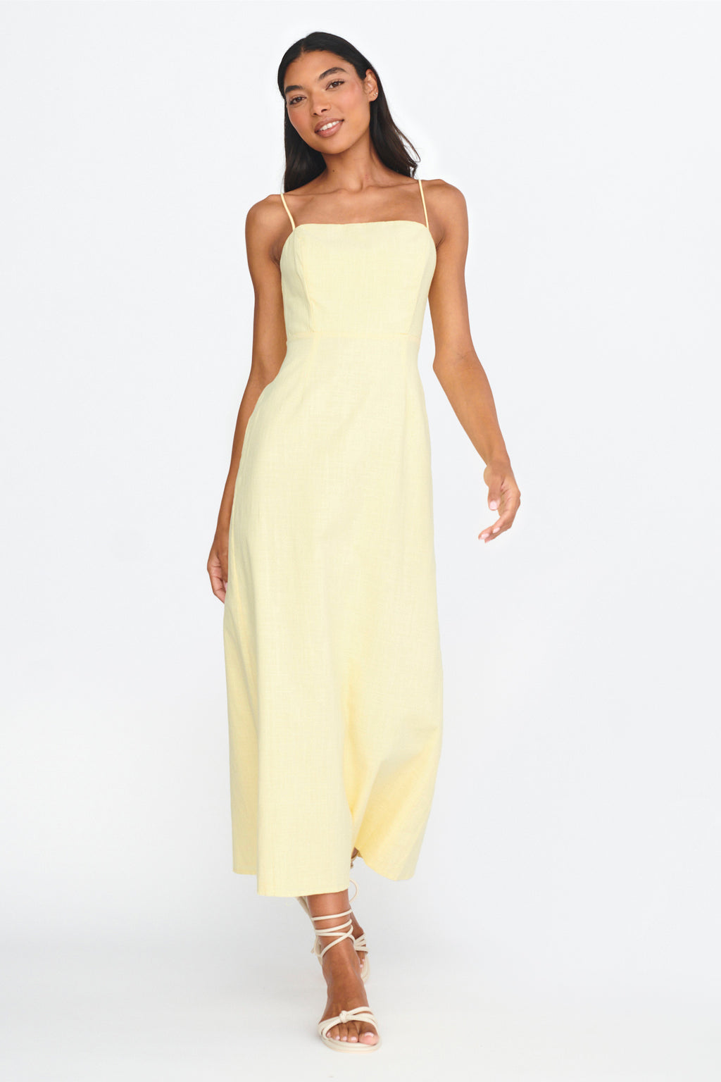 Light Hearted Square Neckline Maxi Dress Lemon by Selfie Leslie Australia