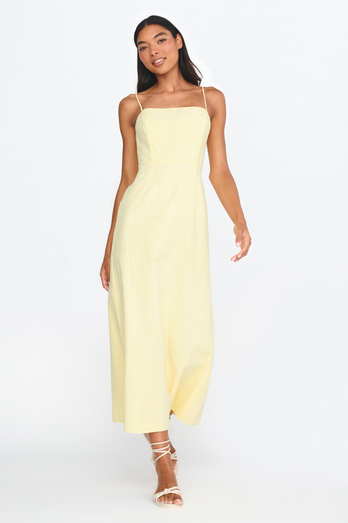 Light Hearted Square Neckline Maxi Dress Lemon by Selfie Leslie Australia